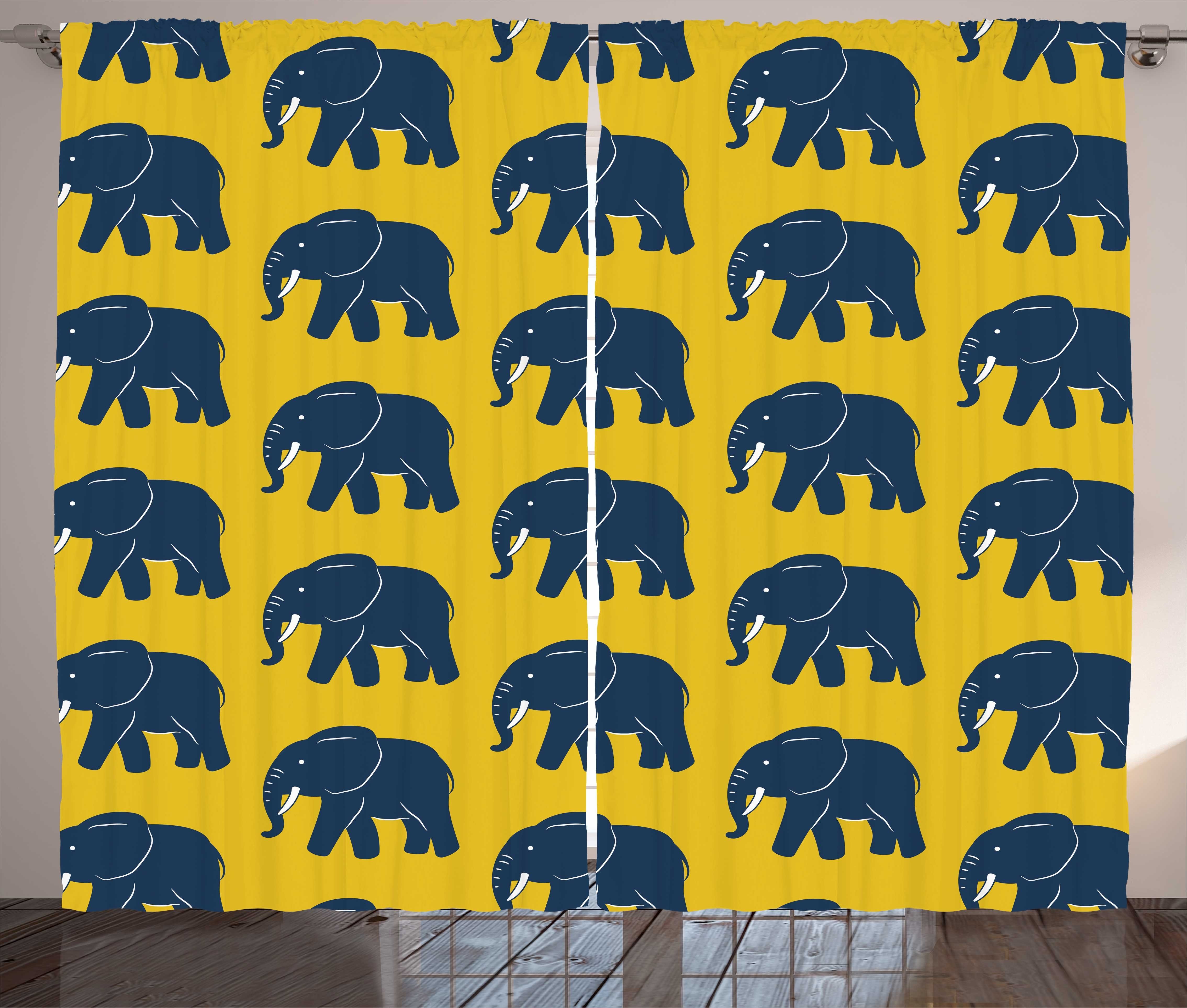 Gardine Schlafzimmer Kräuselband Vorhang mit Schlaufen und Haken, Abakuhaus, Tiere Afrikanischer Elefant Patterns