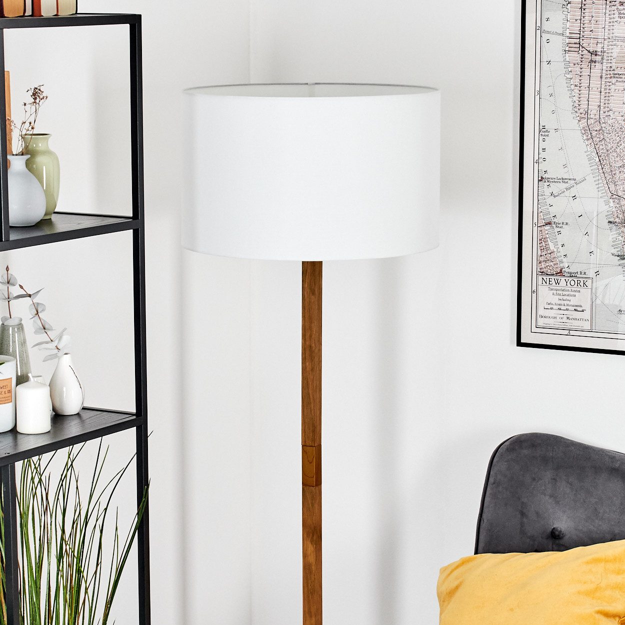 hofstein Stehlampe Stehlampe aus Metall/Holz im günstig online kaufen