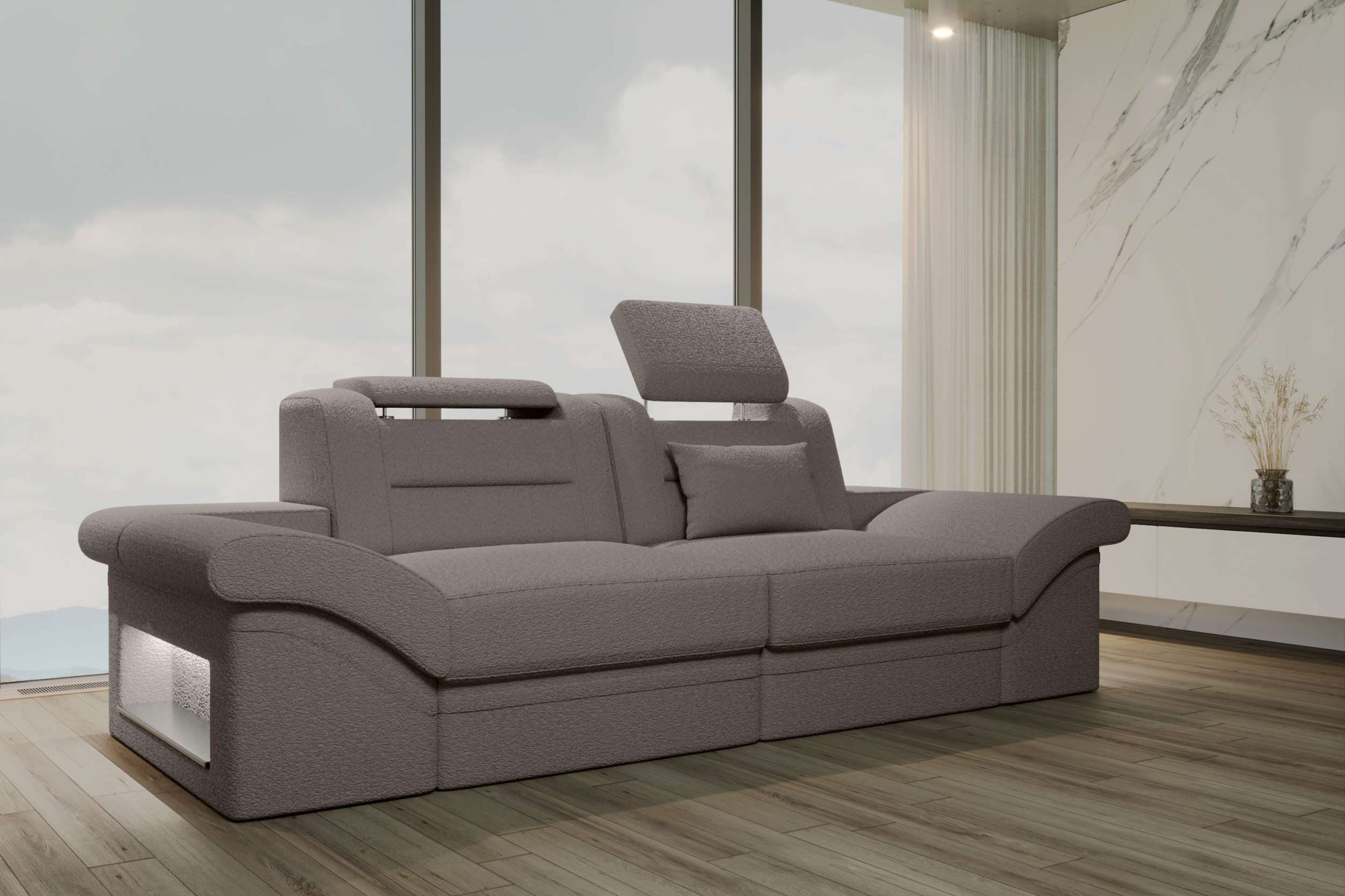 Sofa Dreams Polstergarnitur 2-Sitzer Polstersofa Monza, (Sofa, Big-Sofa), Designersofa Couch, 1 Zierkisse inklusive, LED
