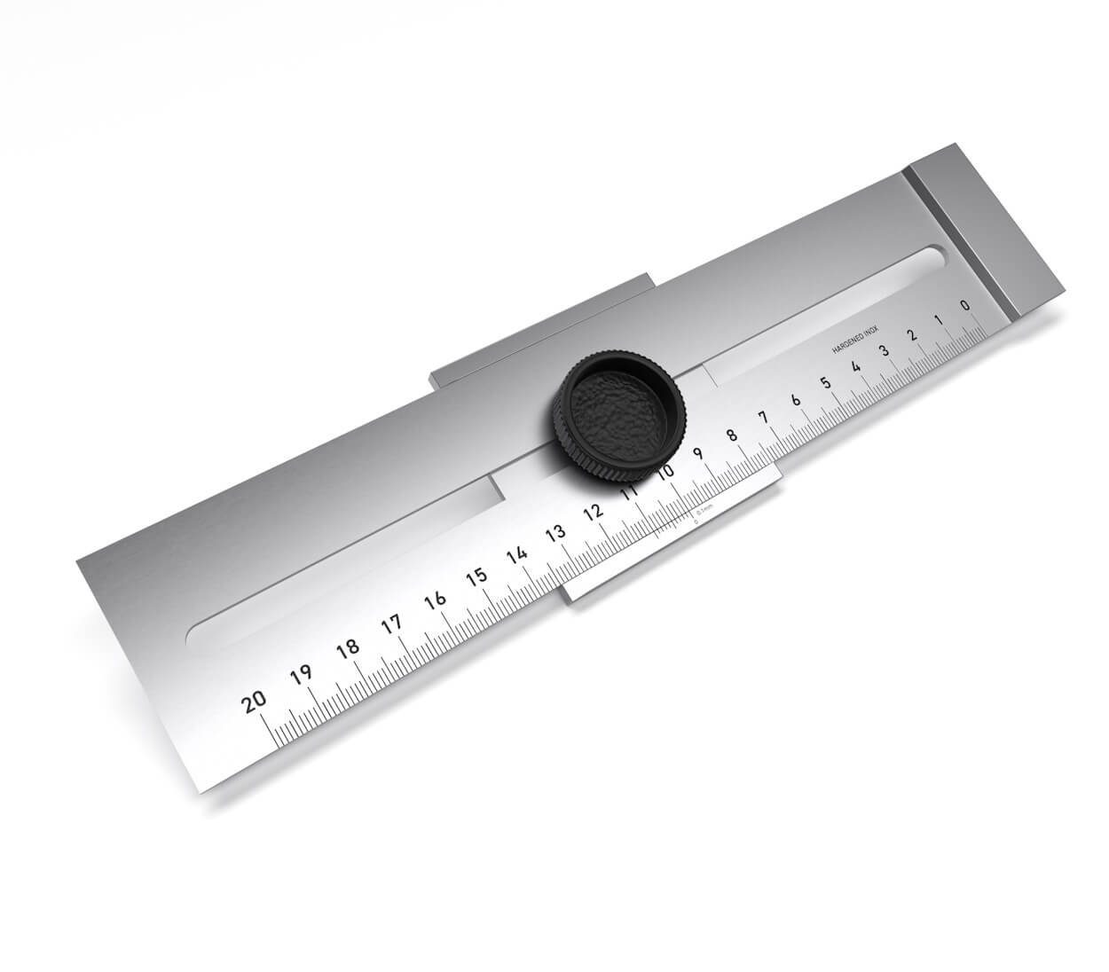 BAUHELD Anschlagwinkel Streichmaß Metall, (Anreißwinkel aus verchromtem Stahl, Rostfrei, Hitzebeständig), Tiefengelasterte mm-Teilung, Gehärtete Anreißkanten