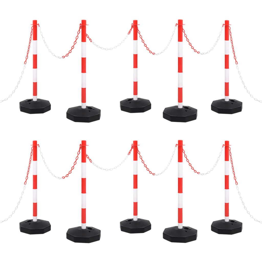 Verkehrsschild Kettenpfosten-Set mit 10 m Kunststoffkette