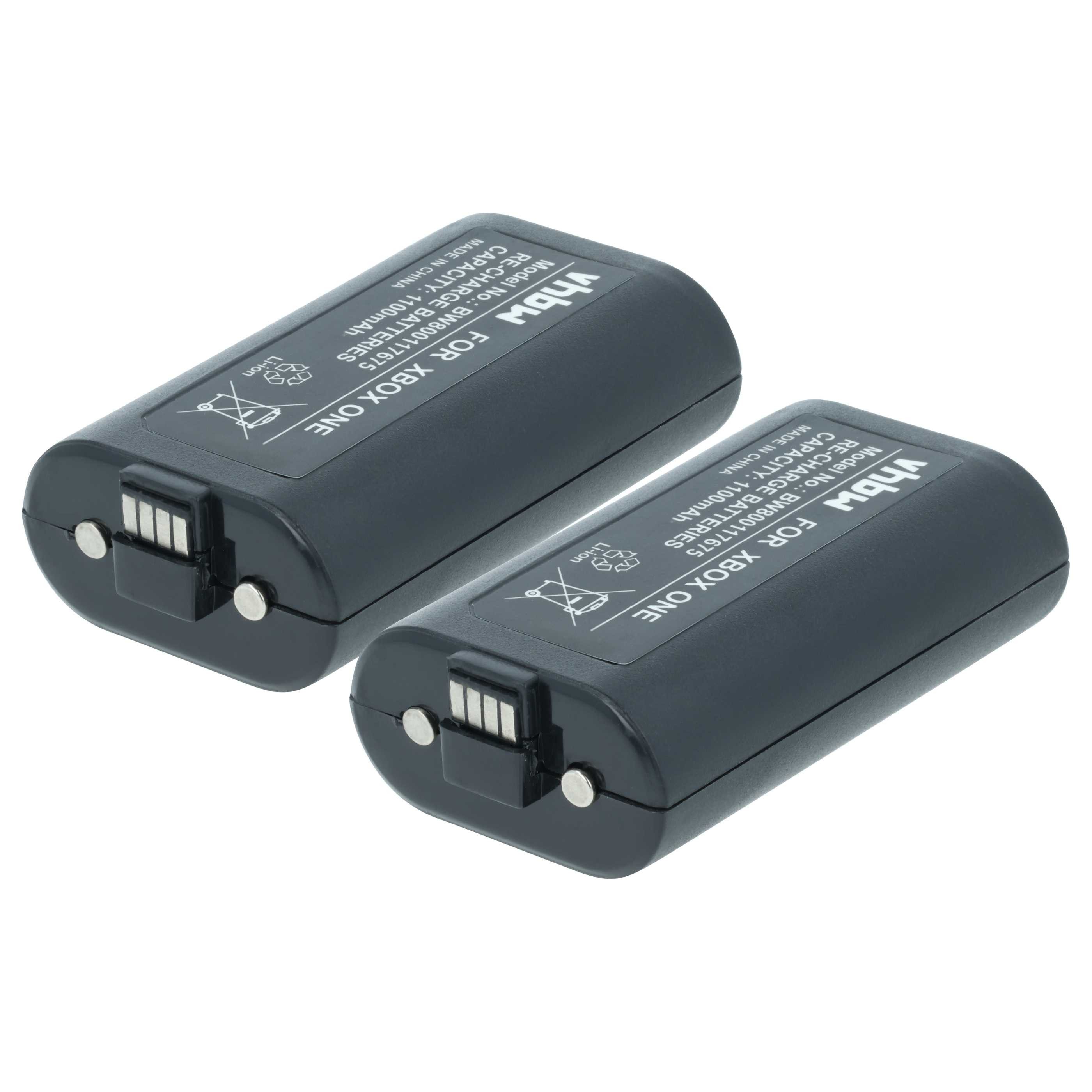 vhbw Akku passend für Microsoft Xbox One, Xbox One Elite, Xbox One S, Xbox Akku Akku Li-Ion 1100 mAh (3 V, 2 St), Leistungsfähige Austausch-Akkus für den Controller Ihrer Spielkonsole