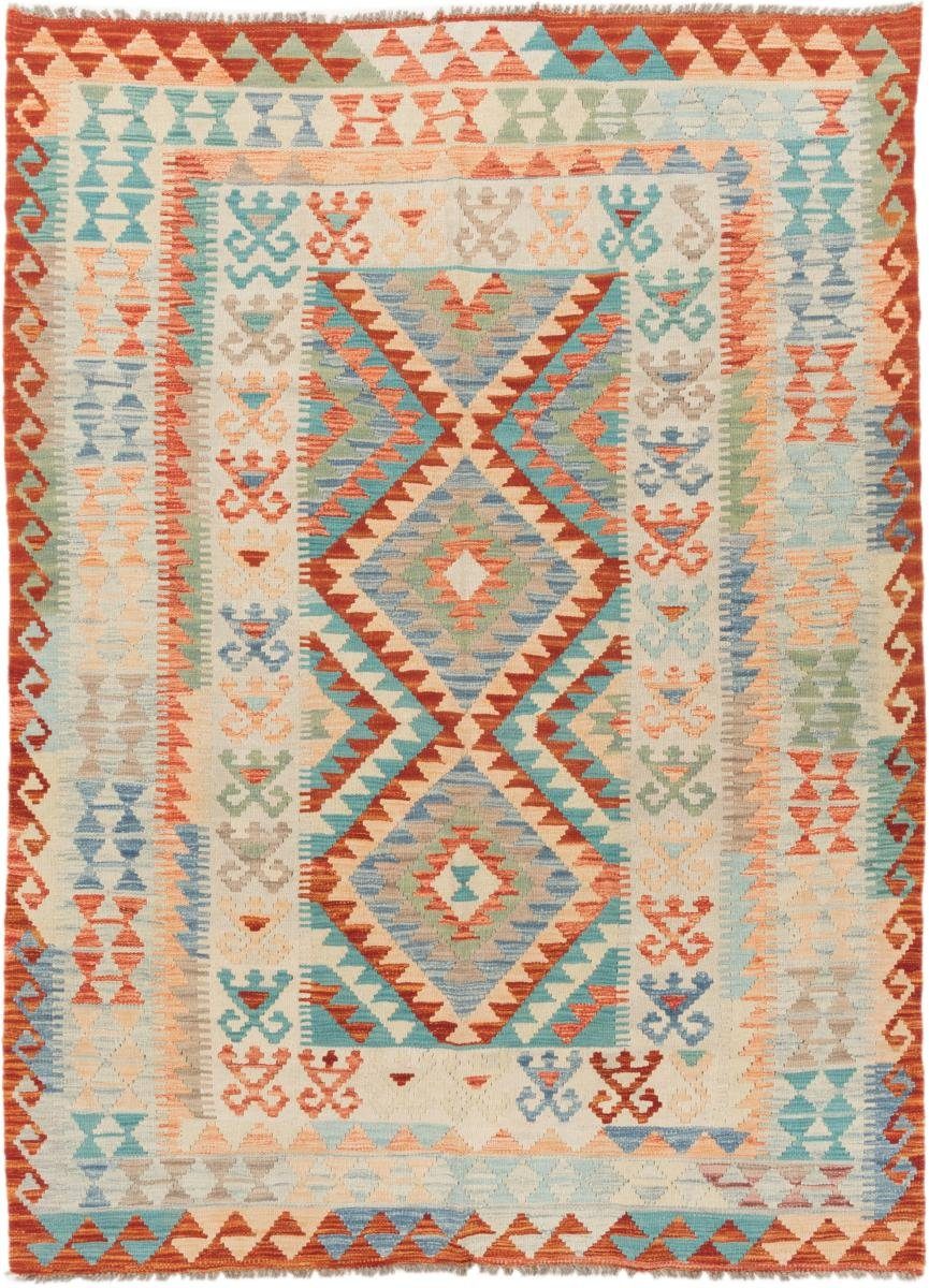 Trading, Kelim Afghan 3 mm Handgewebter Orientteppich, rechteckig, Höhe: Nain 155x208 Orientteppich