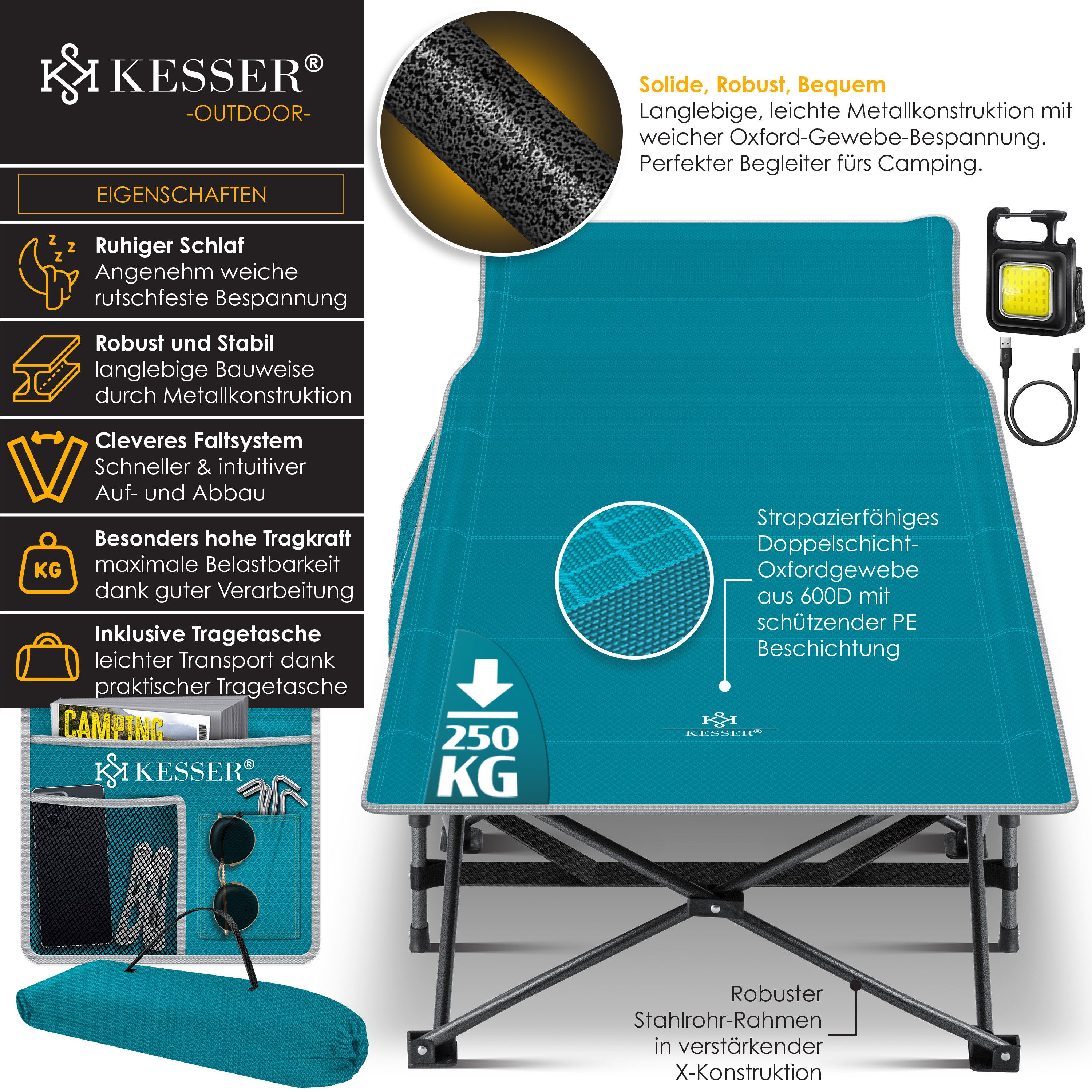 KESSER Campingliege Campingbett Feldbett Klappbar Klappbett günstig online kaufen