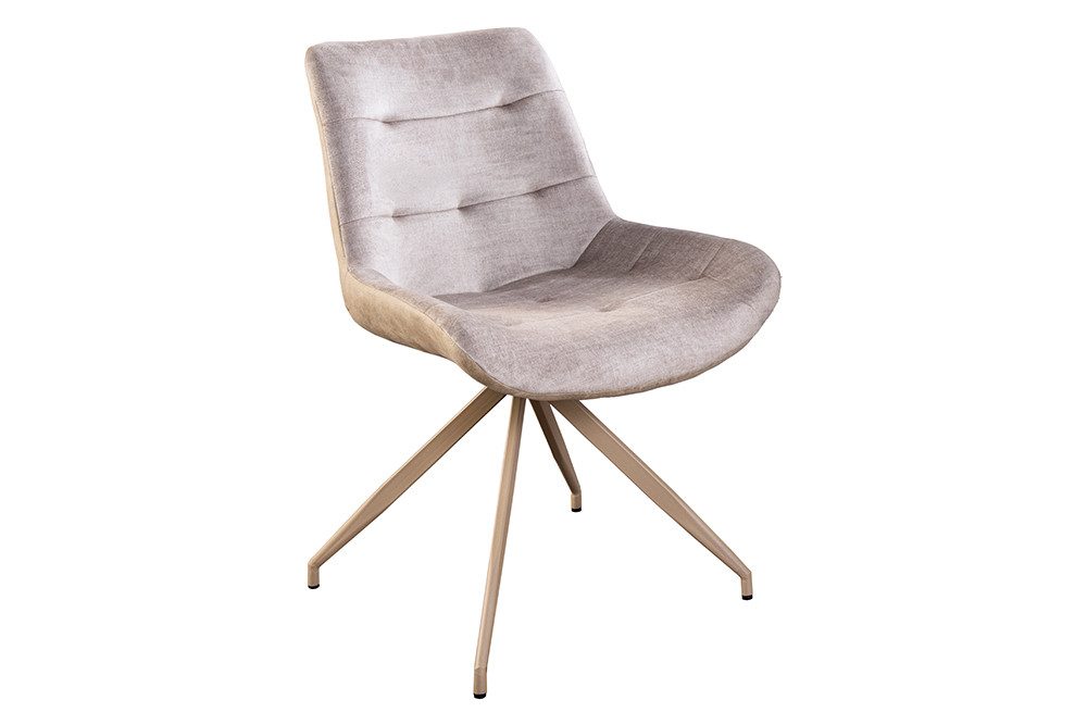 riess-ambiente Esszimmerstuhl DIVANI champagner/beige - Samt, Metall, Ziersteppung, Bodenschoner (Einzelartikel, 1 St), Retro Polsterstuhl - ideal für Schlaf- und Esszimmer oder Wohnküche
