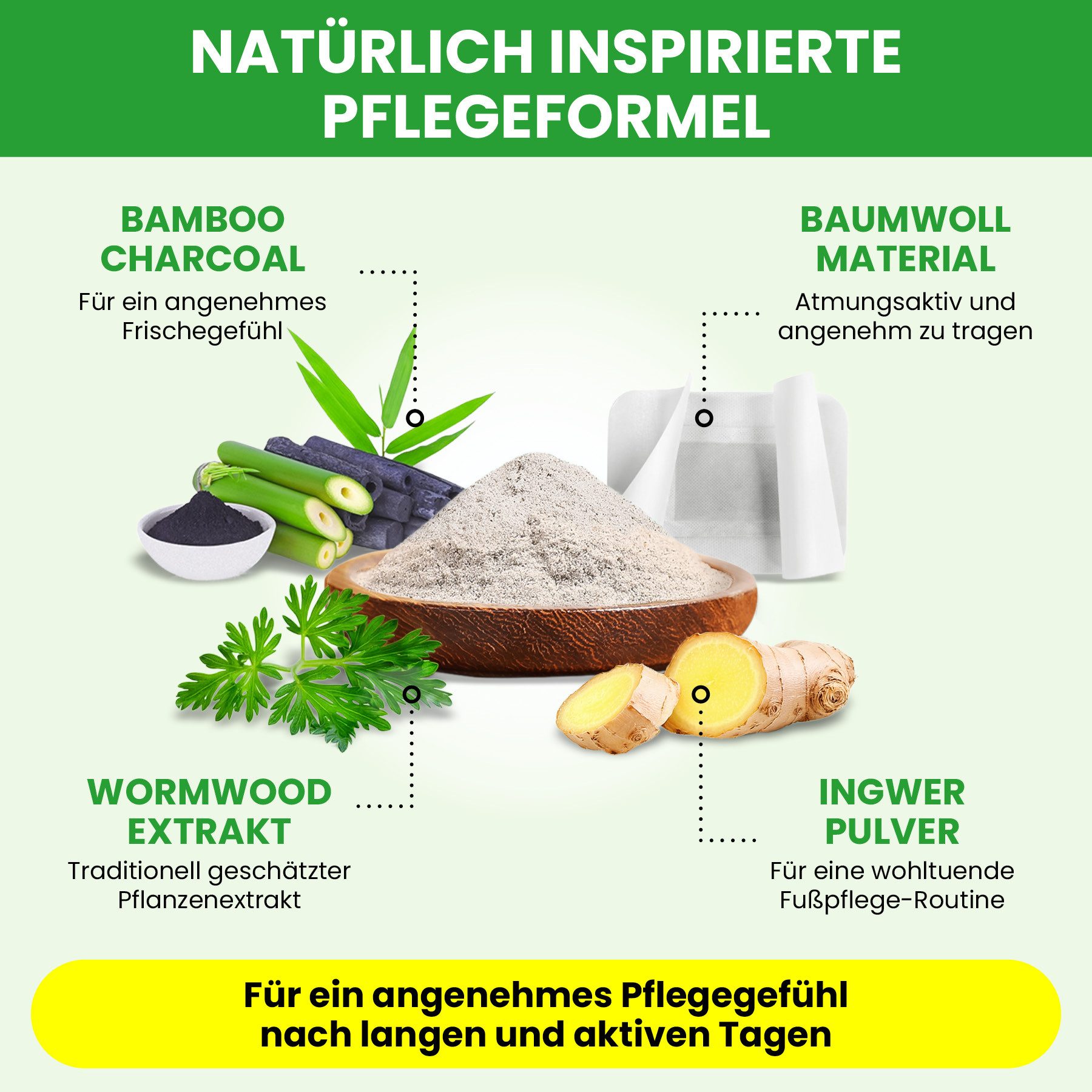 ALIVER Fußmaske Fußpflaster mit Bambusessig Ingwerpulver Holzessig 10stk, Overnight-Fußpflege, Angenehmer Tragekomfort, Praktisch, ALIVER