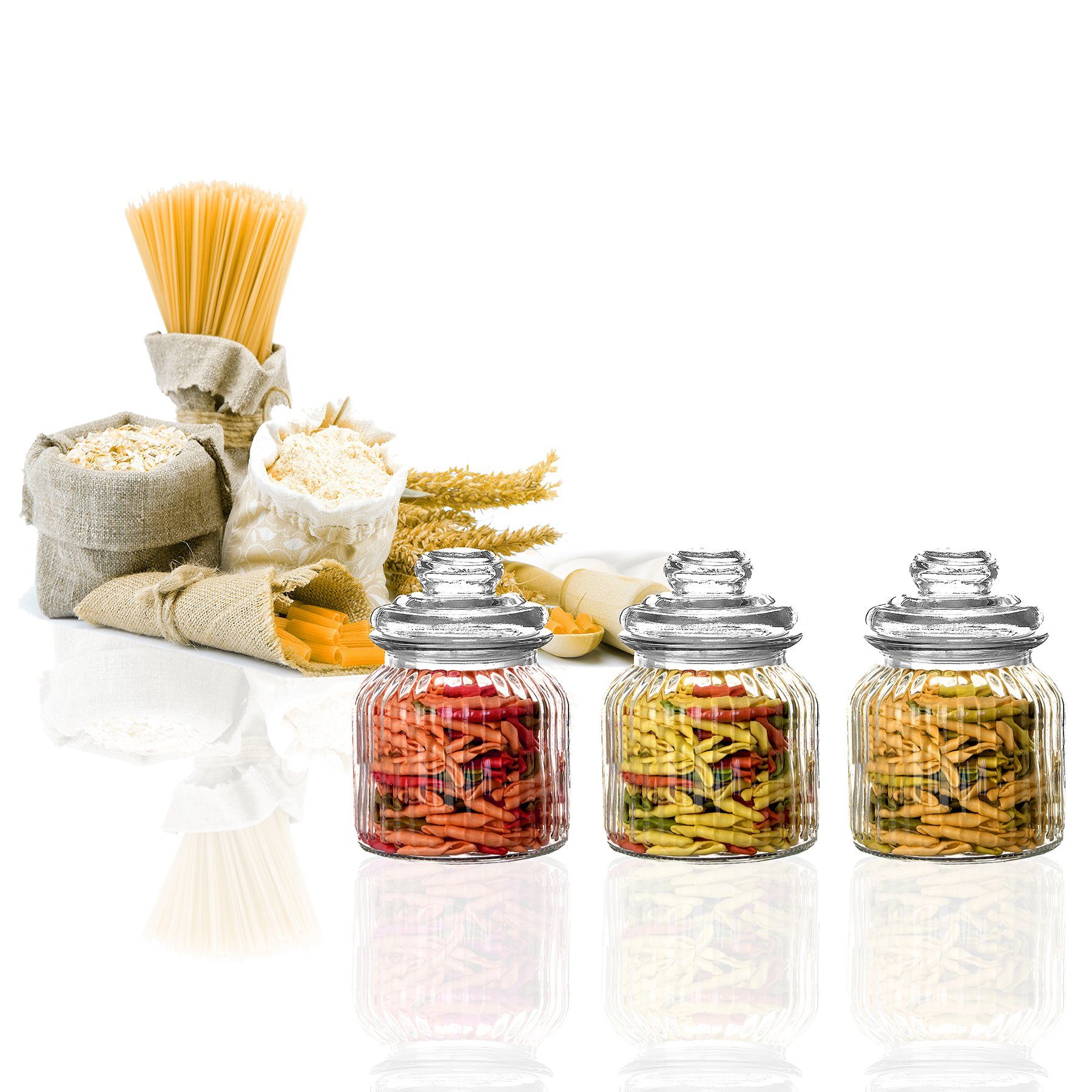 BigDean Vorratsglas Vorratsdose 3x Bonbonglas 0,7 Liter Nostalgie Glas, Glas, (3-tlg), Luftdicht