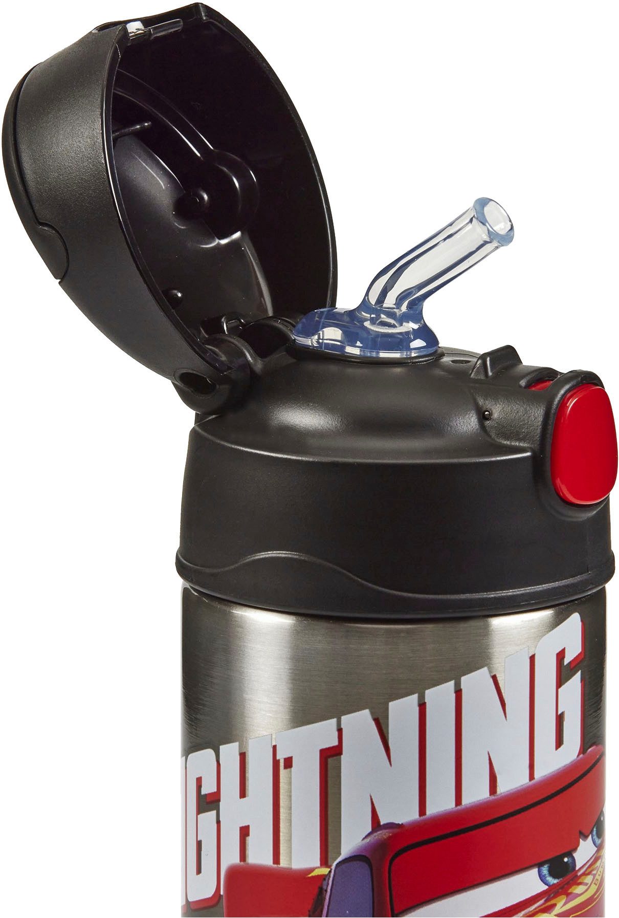 THERMOS Isolierflasche FUNTAINER STRAW BOTTLE, doppelwandiger Edelstahl, spülmaschinenfest, 0,35l, mit Silikonstrohalm, absolut dicht