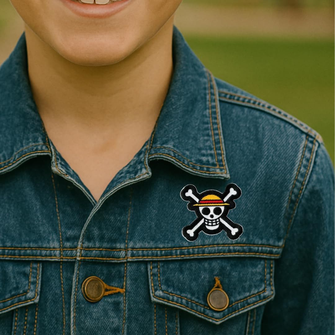 One Piece Aufnäher Bügelbild, Aufbügler, Applikationen, Patches, Flicken, zum aufbügeln, Polyester, Comercial Mercera One Piece Emblem - Größe: 6,1 x 6,1 cm