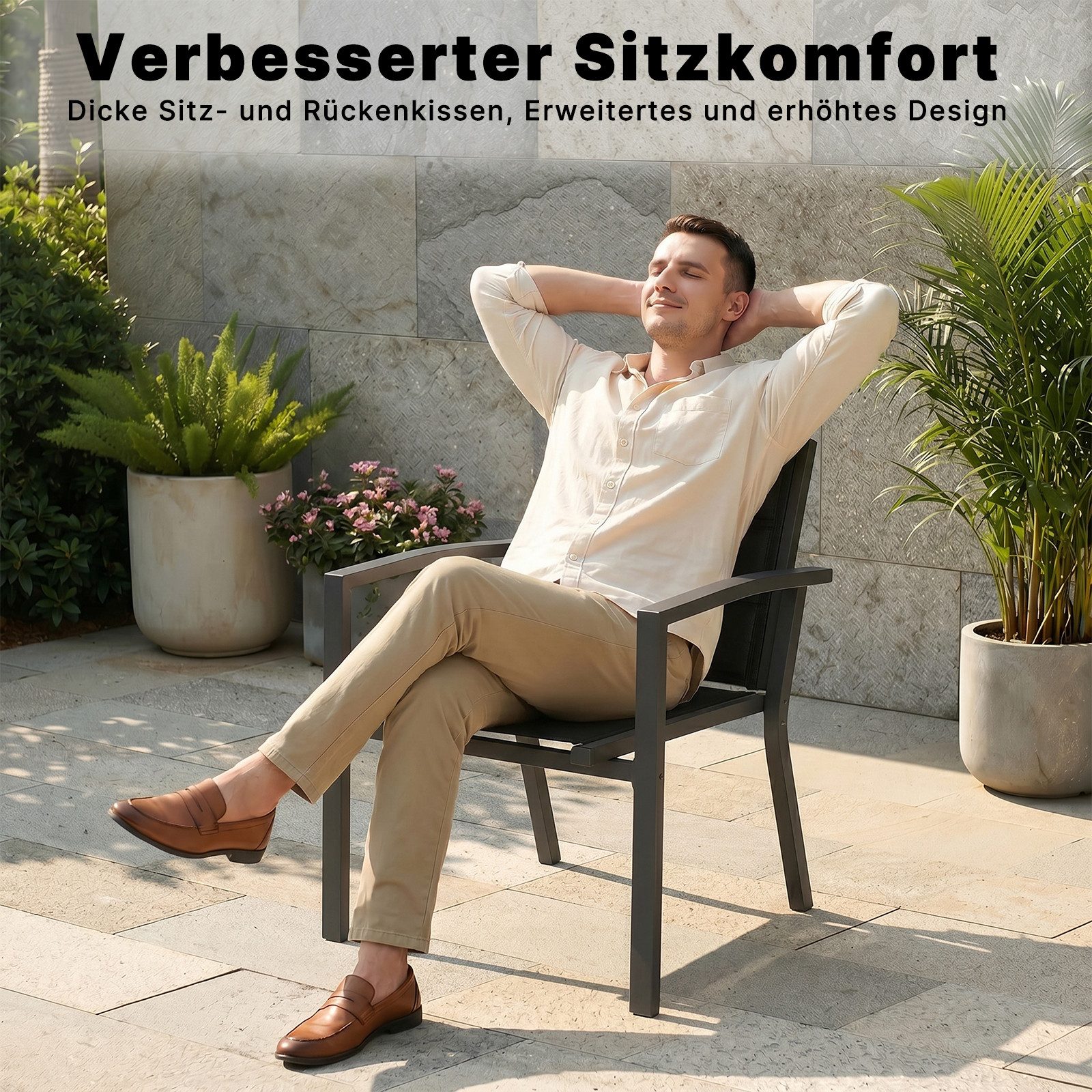 HOMALL Gartenstuhl Stapelbare Aluminiumstühle Outdoor Stühle 2/4/6er Set, Bis 160kg (Gewicht ca. 3,5 kg, erhältlich in drei Farben, geeignet für Camping, Pool, Grillszenarien (ohne Tisch), 2 St)