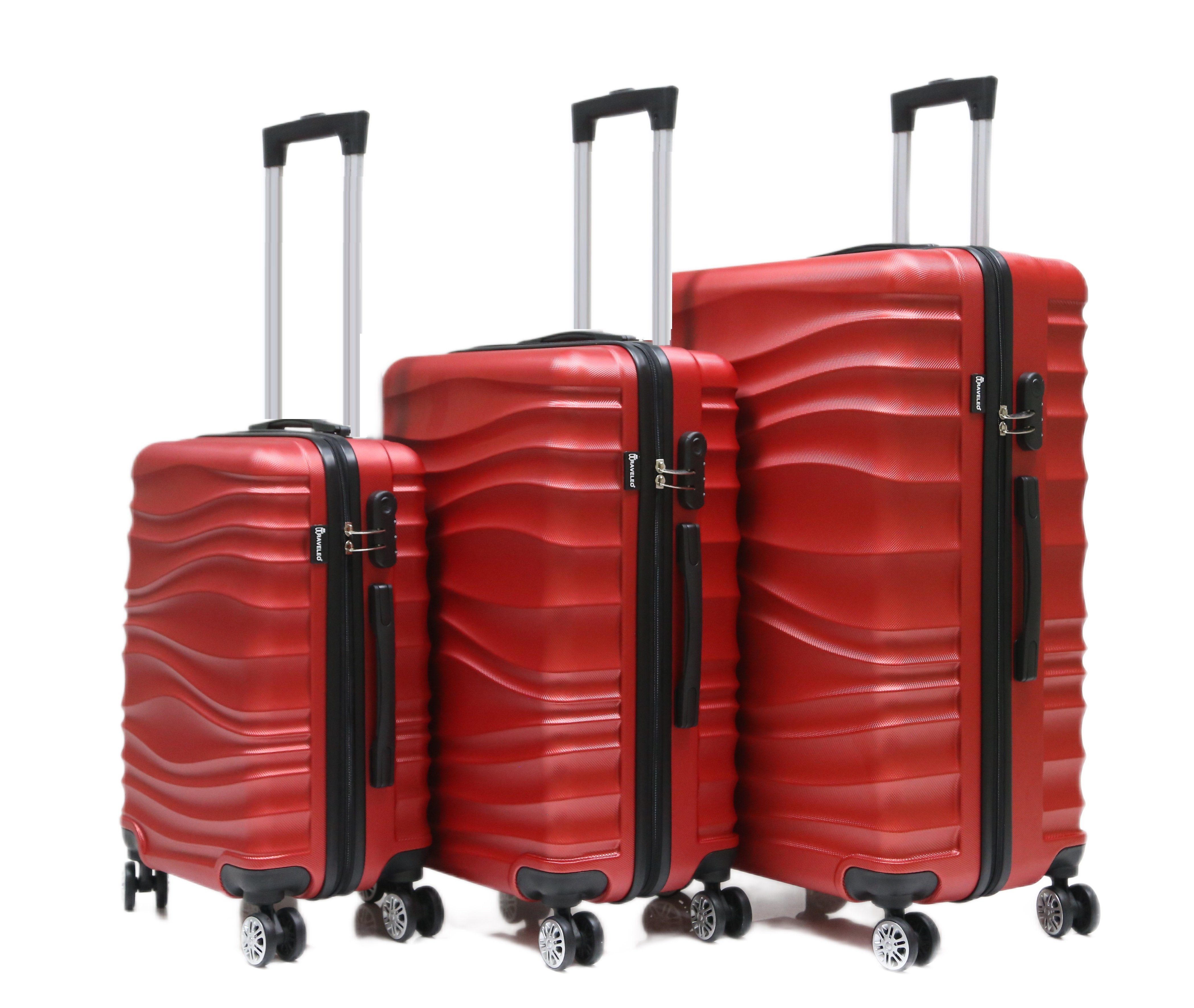 tlg Kofferset Koffer Reisekoffer Trolley (3 tlg) Rot Reisetasche, 3 Cheffinger Hartschale Gepäck