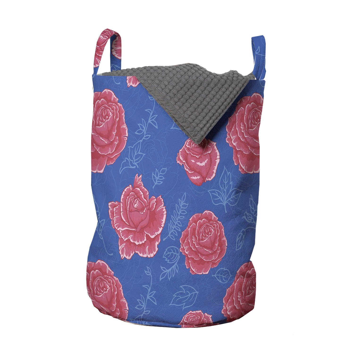 Abakuhaus Wäschesäckchen Wäschekorb mit Griffen Kordelzugverschluss für Waschsalons, Rose Blütenblätter und Gliederung Branchen