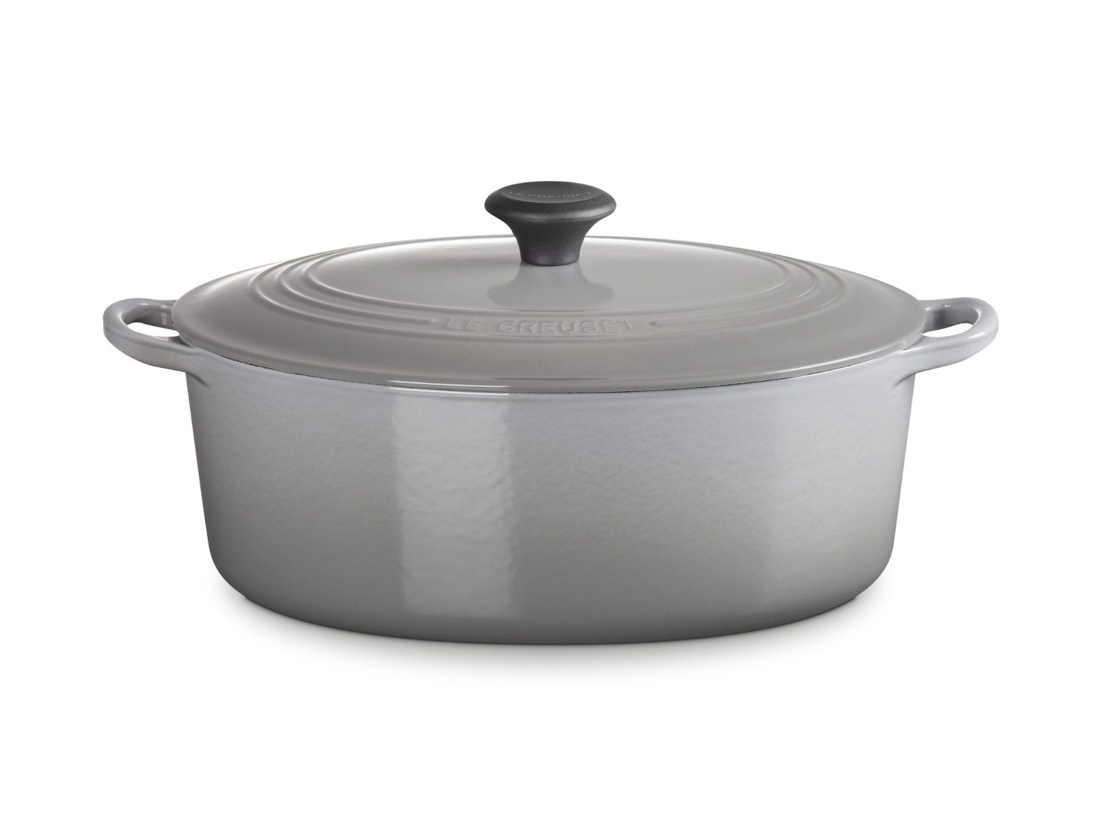 LE CREUSET Bräter Bräter Tradition oval perlgrau 31cm, Emailliertes Gusseisen