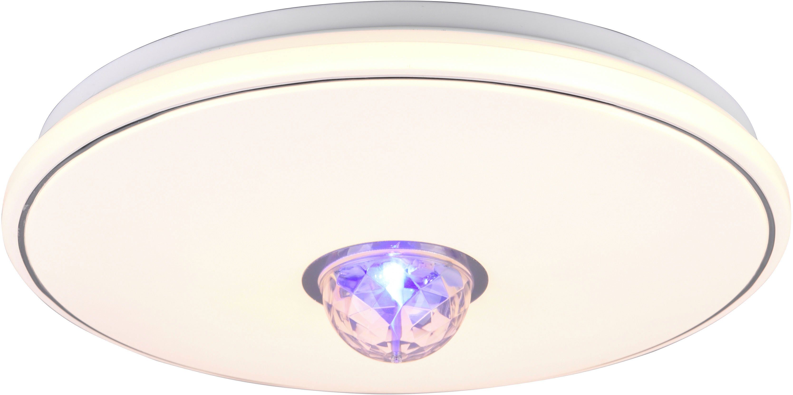 TRIO Leuchten LED Deckenleuchte Rave, Dimmfunktion, Farbwechsel, LED fest integriert, RGB, Warmweiß, Deckenlampe mit Fernbedienung Farbwechsel RGB 3000K Ø 38cm dimmbar