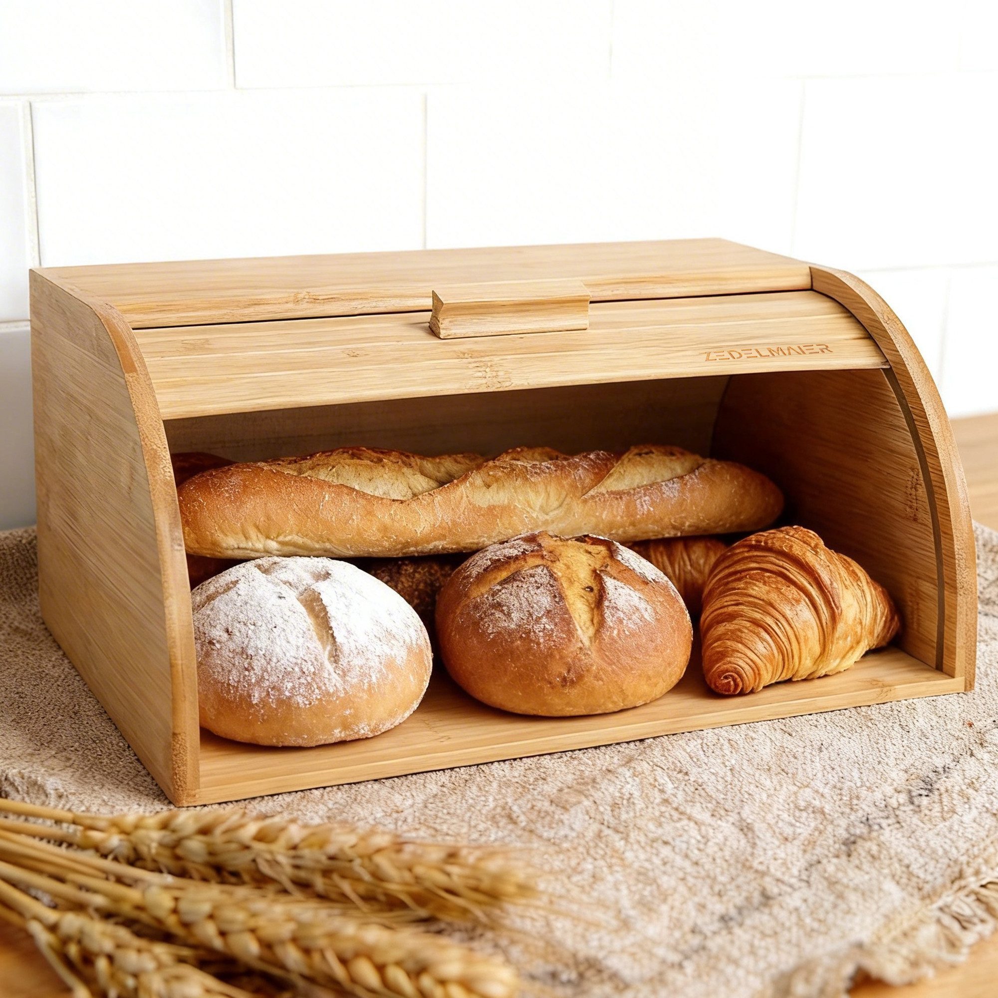 Zedelmaier Brotkasten Brotkasten Bambus mit Rolldeckel Brotbox Rollbrotkasten, (Set)