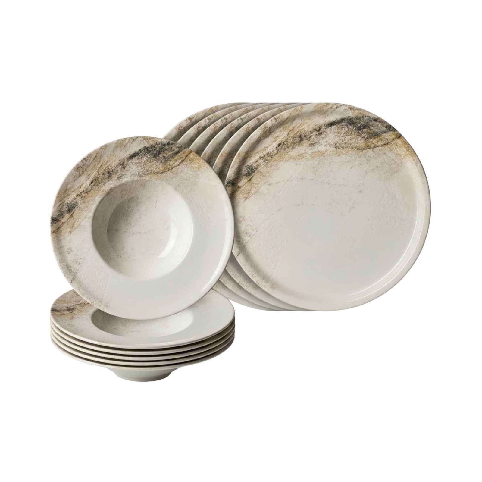 Ritzenhoff & Breker Tafelservice Arezzo Pizza- & Pastaset 12-tlg. (12-tlg), 6 Personen, Steinzeug