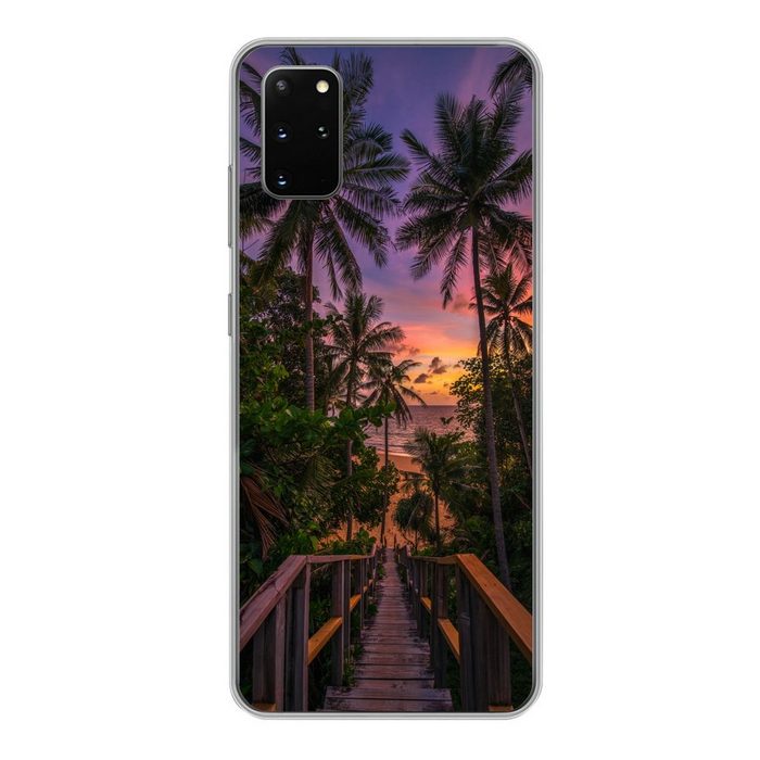 MuchoWow Handyhülle Sonnenuntergang - Palmen - Strand Phone Case Handyhülle Samsung Galaxy S20 Plus Silikon Schutzhülle