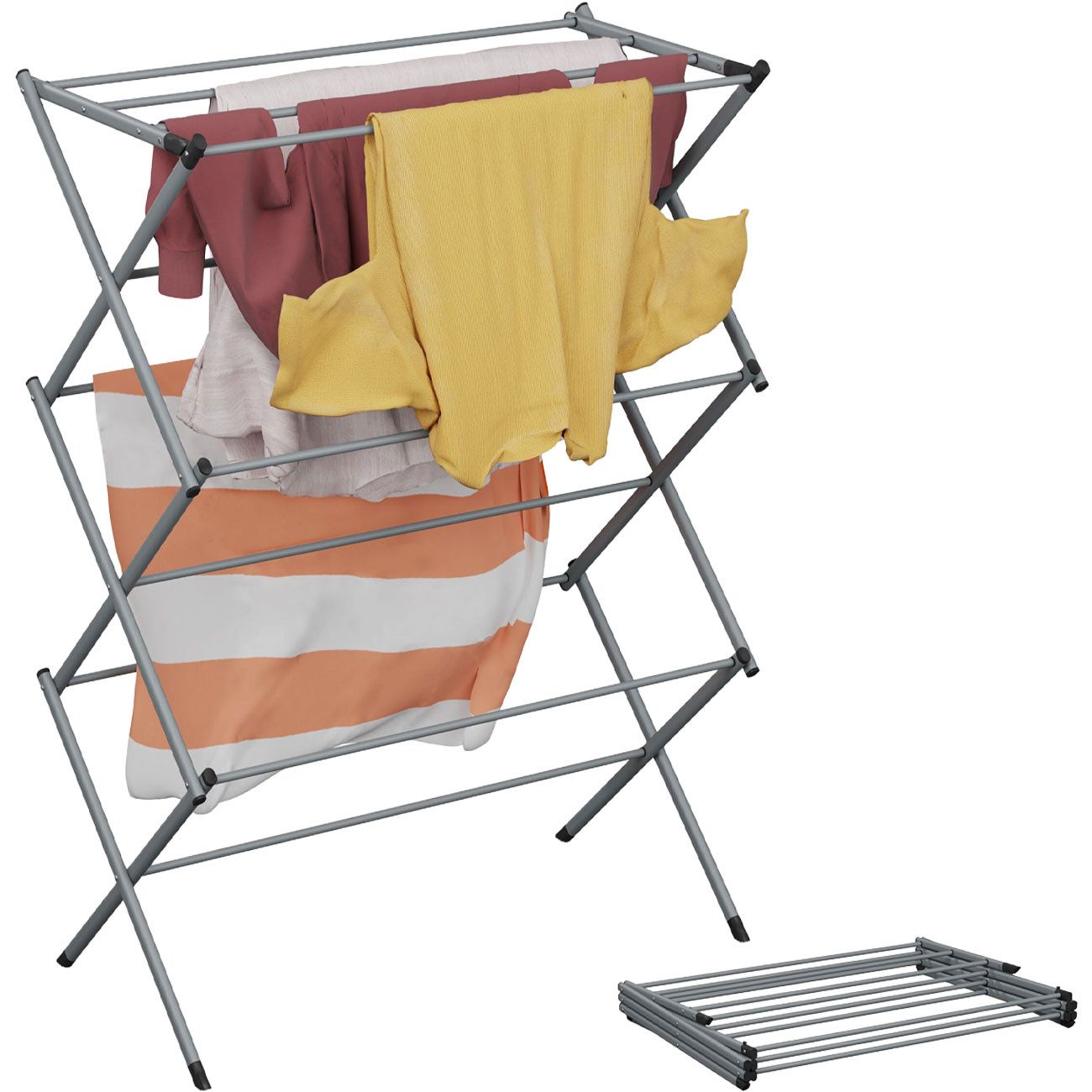 relaxdays Turmwäscheständer Turm-Wäscheständer klappbar Metall Platzsparender Wäscheturm 6 Ebenen, Klappbarer Turm-Wäscheständer aus Metall mit 6 Ebenen & 11 Stangen