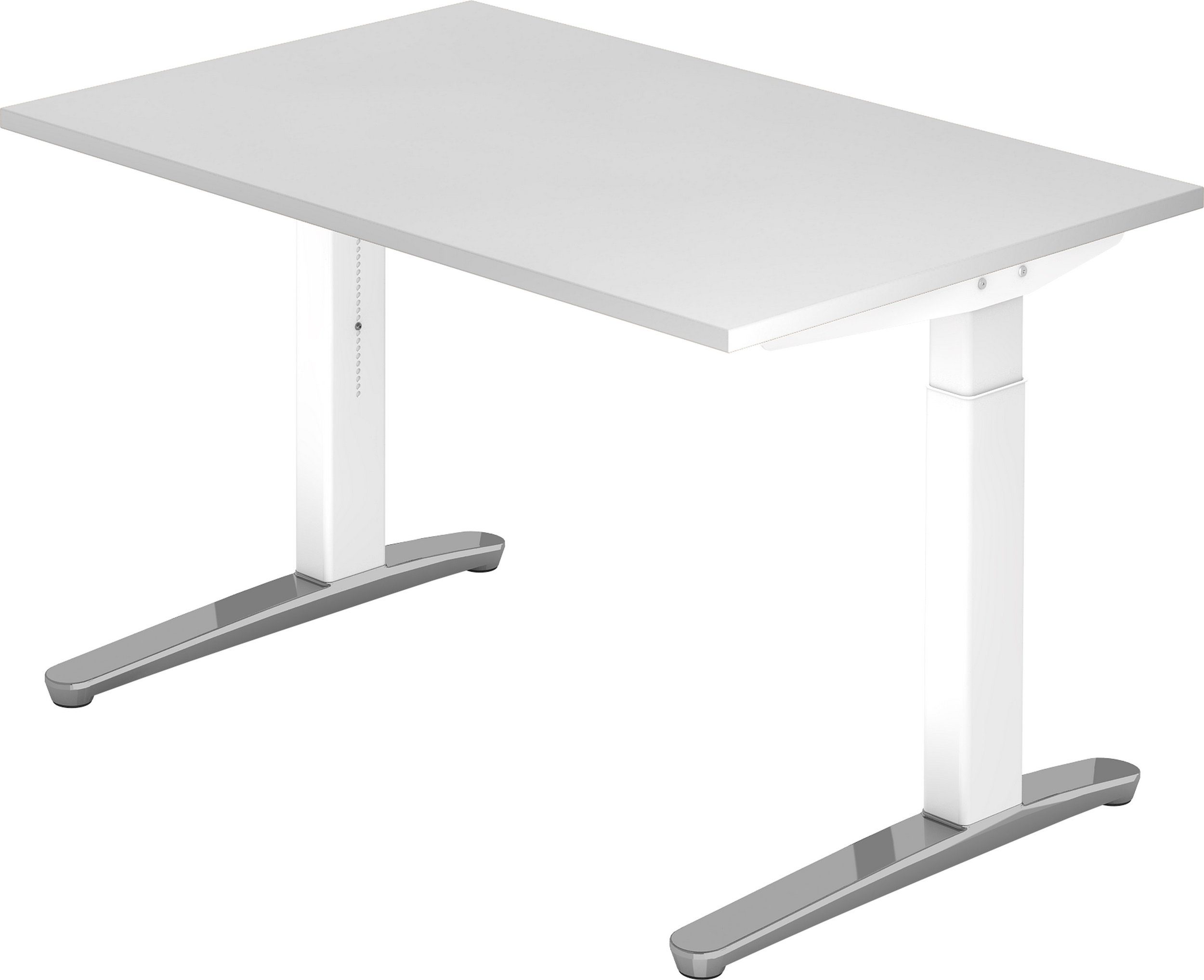 bümö Schreibtisch Schreibtisch Serie-XB, Rechteck: 120 x 80 cm - Dekor: Weiß - Gestell: Weiß/Alu poliert