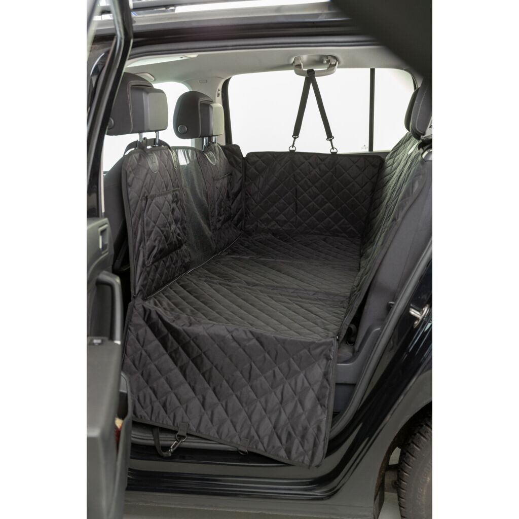 TRIXIE Trenngitter Autoschondecke mit Bodenplatte und Netzeinsatz, wasserdicht - schwarz