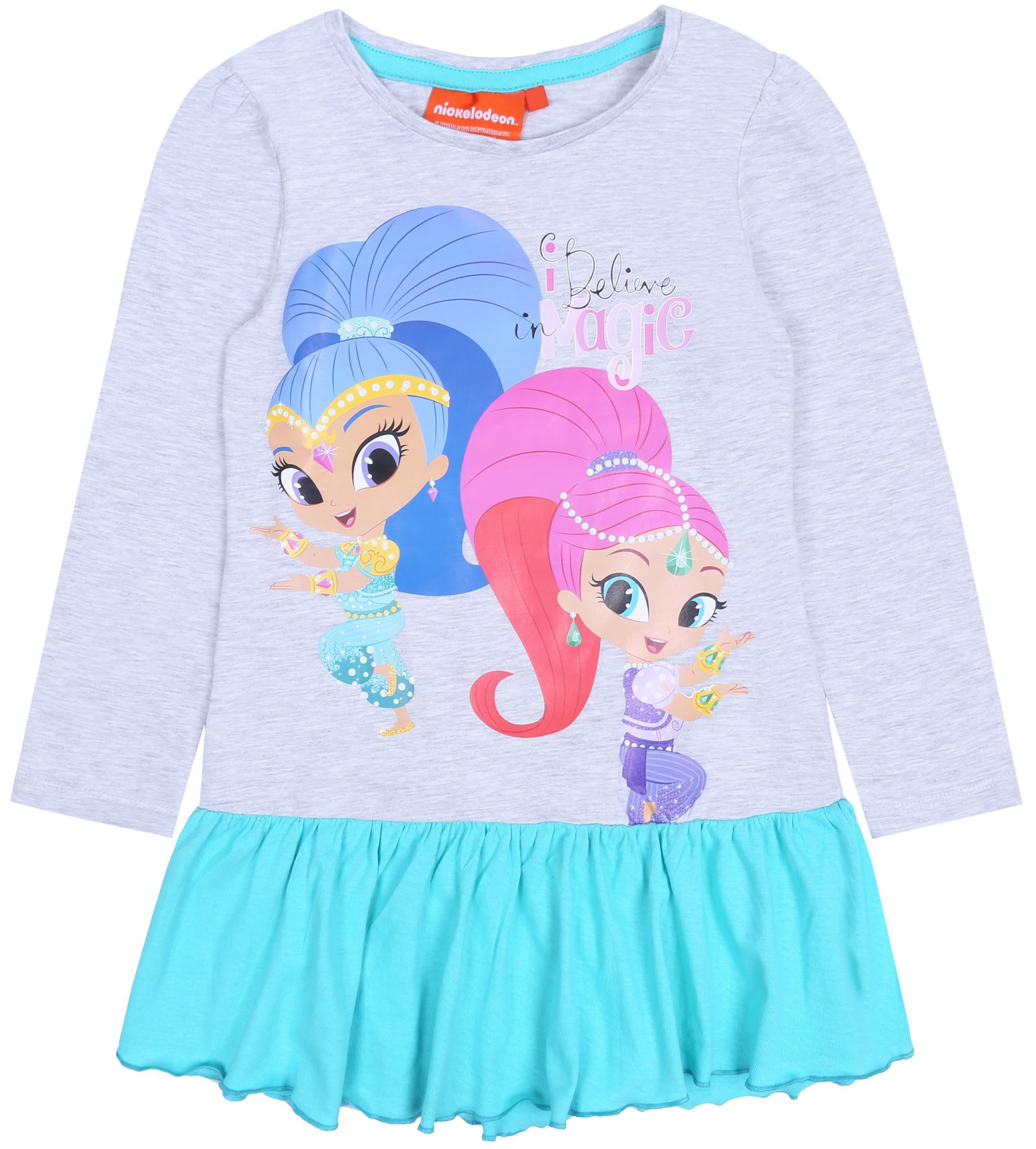 Shimmer & Shine Tunikakleid Grau-pfefferminzfarbenes Mädchentunika Shimmer & Shine 5 Jahre