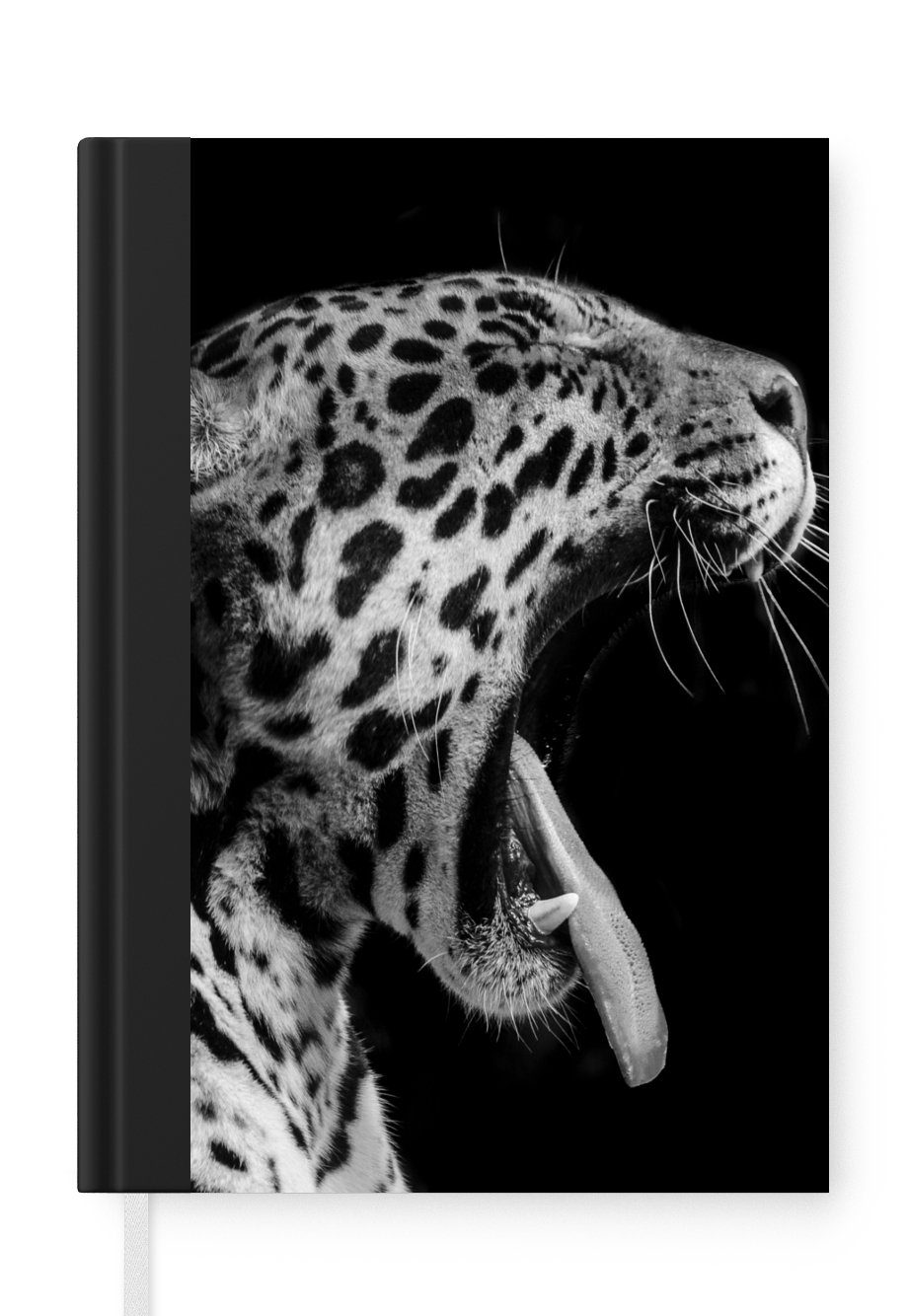 MuchoWow Notizbuch Jaguar - Tier - Schwarz - Weiß, Journal, Merkzettel, Tagebuch, Notizheft, A5, 98 Seiten, Haushaltsbuch