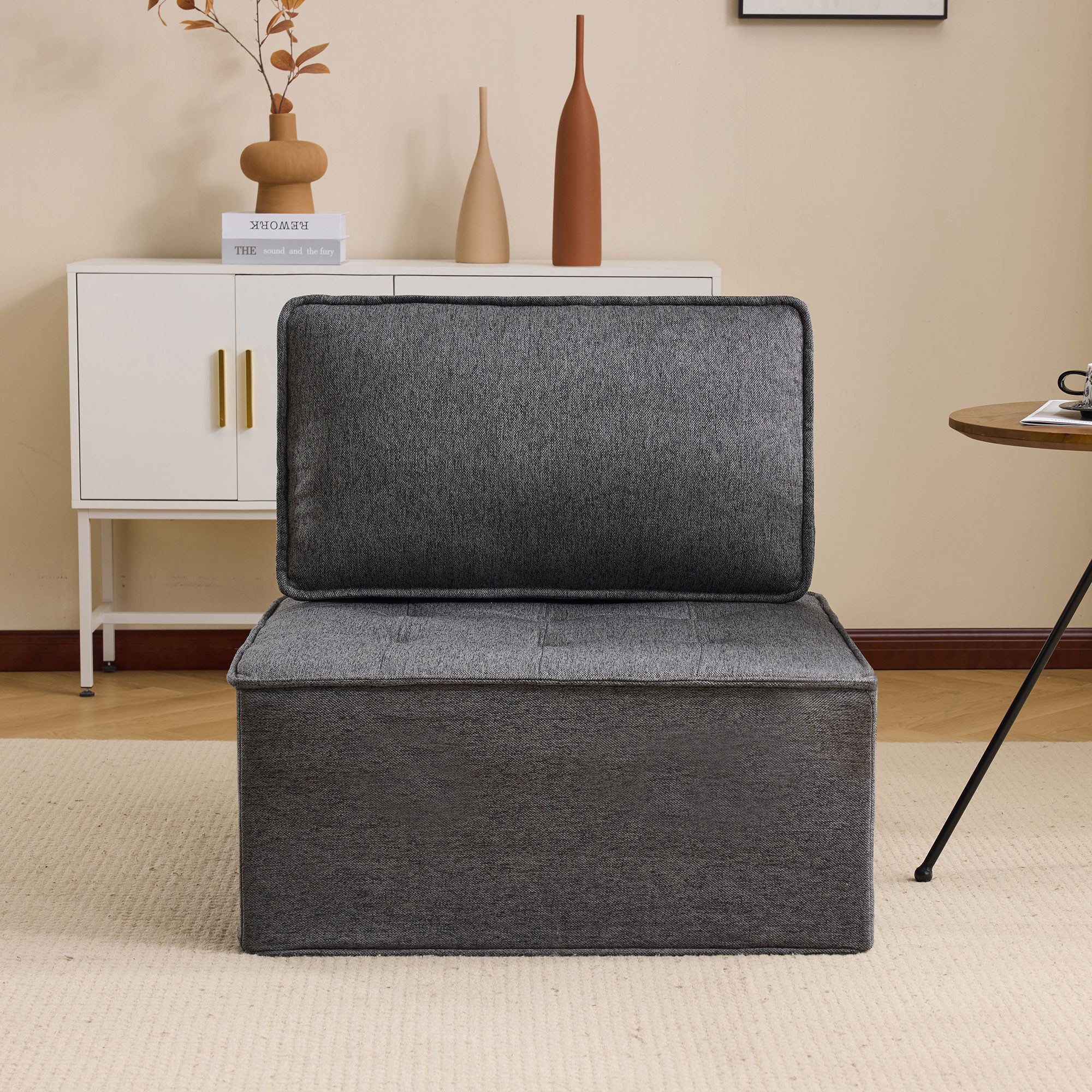 REDOM Loungesofa Modulares Einzelsofa, Holzrahmen mit verdickter Plattenstütze, Doppellagiges Kissen + gebrochener Schwamm im Rückenkissen 1 Teile, Stabile trapezförmige Kompressbaumwolle & unabhängiges Federpaket