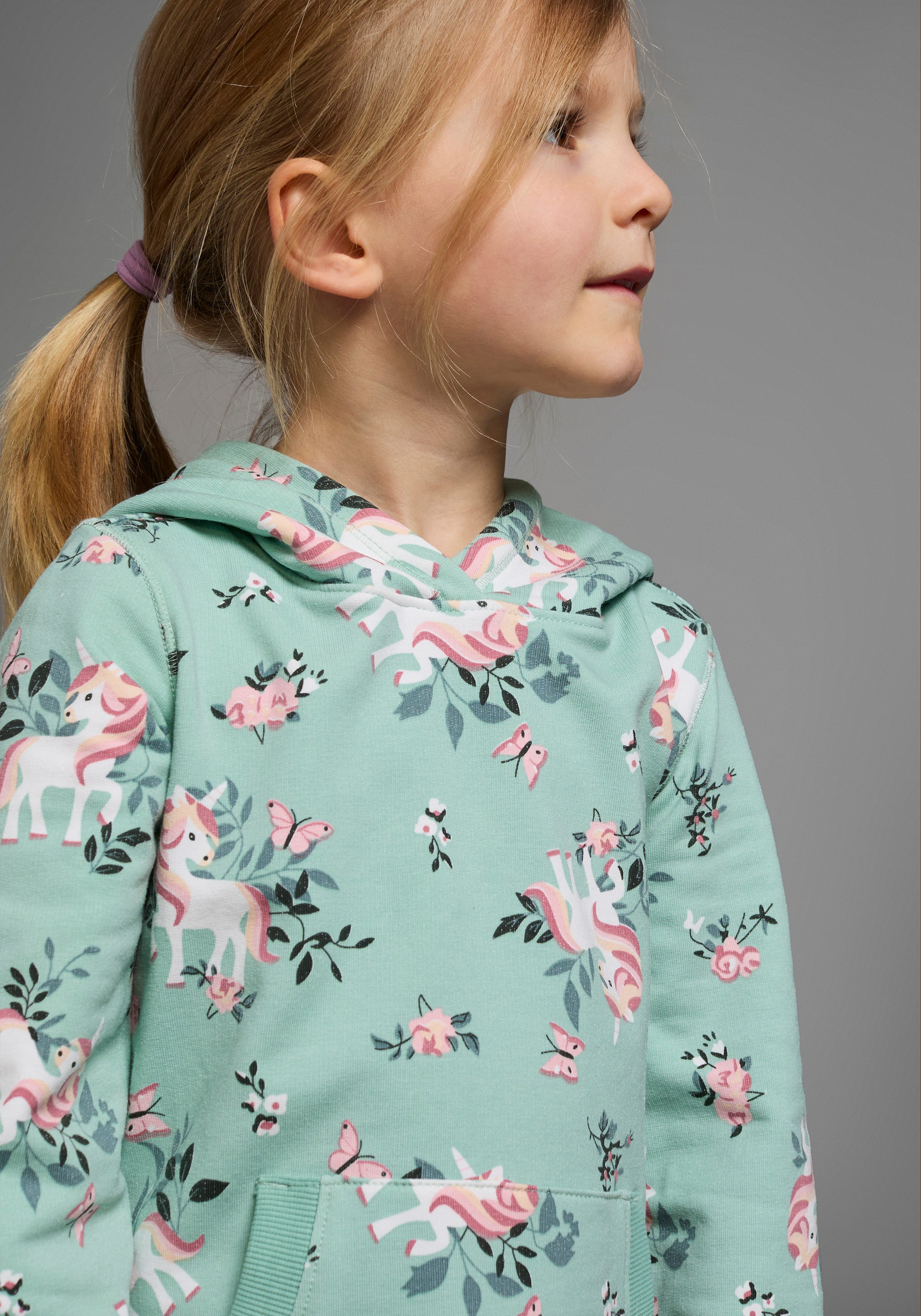 KIDSWORLD Sweatkleid Einhorn bis Mitte des Oberschenkels, mädchenhafter Style