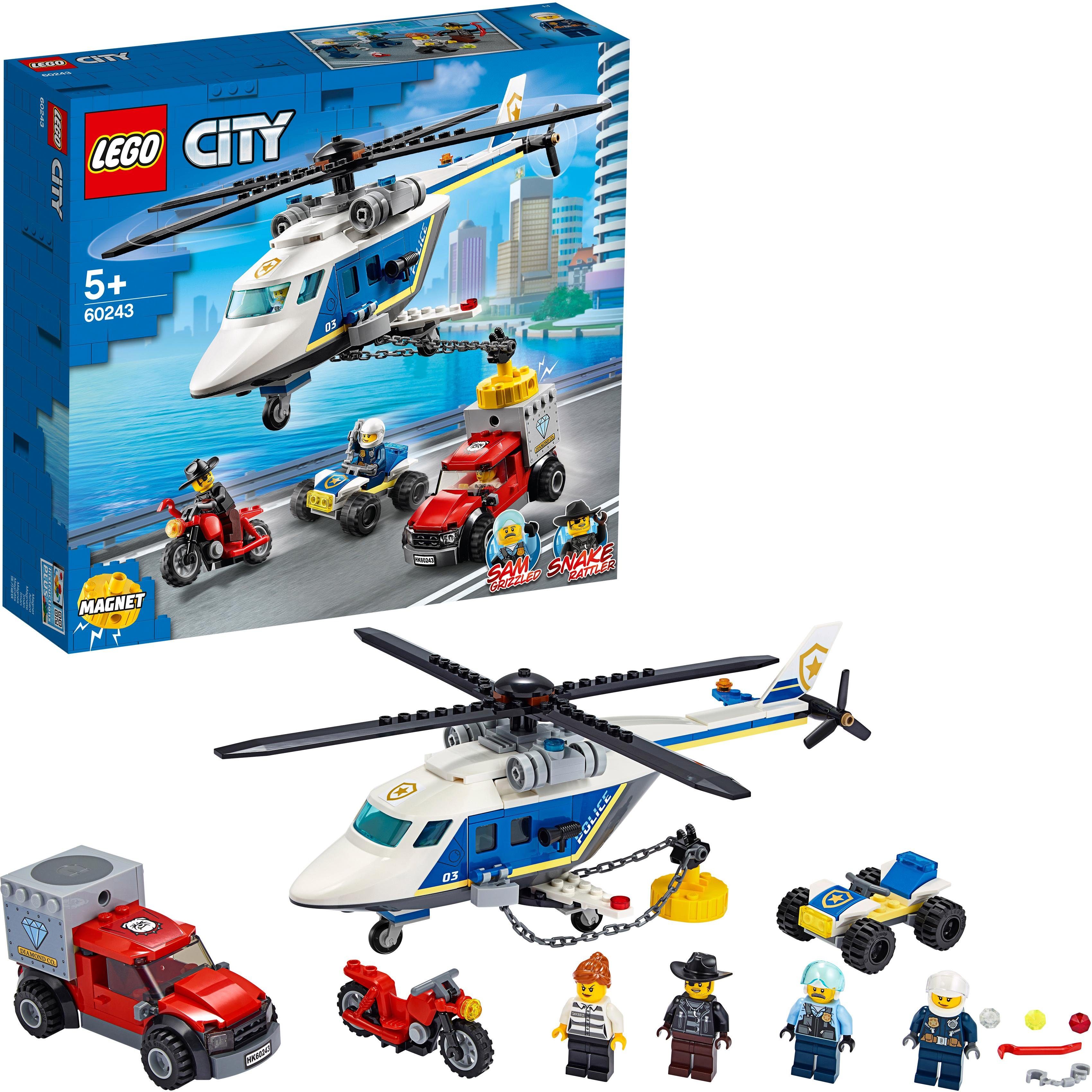 Image of LEGO 60243 Verfolgungsjagd mit dem Polizeihubschrauber Bausatz, Mehrfarbig