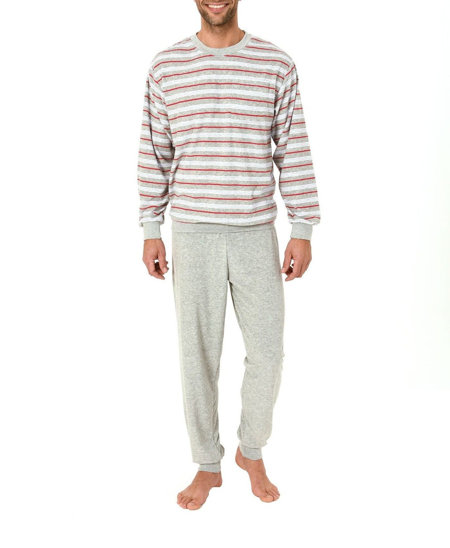 Normann Pyjama Herren Frottee Schlafanzug lang mit Bündchen - auch in Überg günstig online kaufen