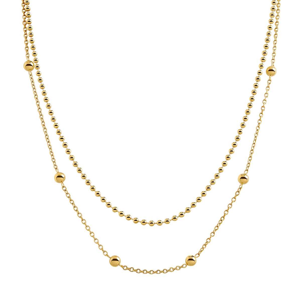 Boccia Kette mit Anhänger Boccia Kette 2-reihig 08066-02 Titan vergoldet 53cm