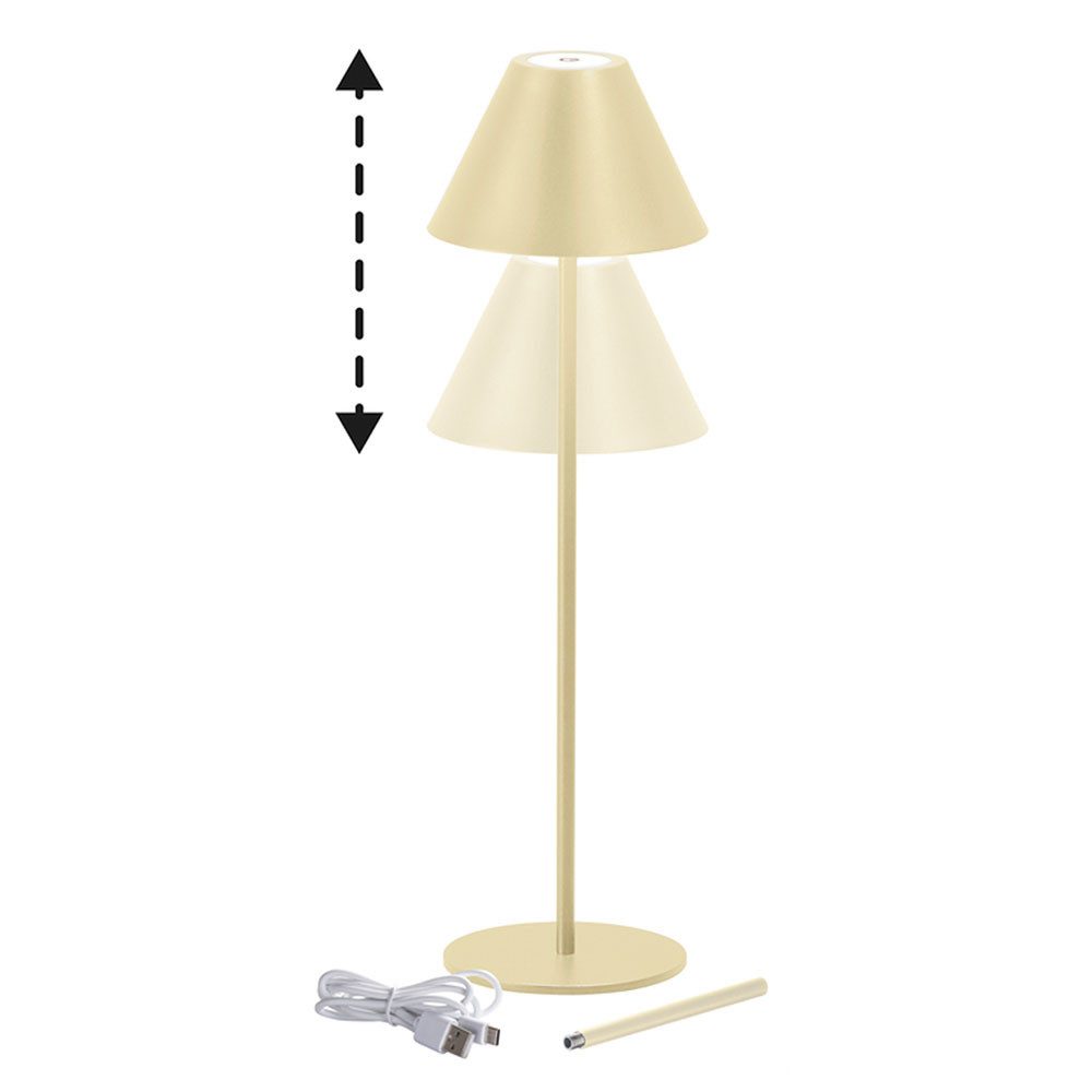 FISCHER & HONSEL LED Tischleuchte, LED-Leuchtmittel fest verbaut, Warmweiß, Tischleuchte Außenlampe Höhenverstellbar LED Akku Touchdimmer