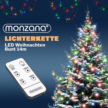 monzana Lichterkette, 700 LED Außen IP44 mit Timer Fernbedienung Innen Außen 8 Leuchtmodi