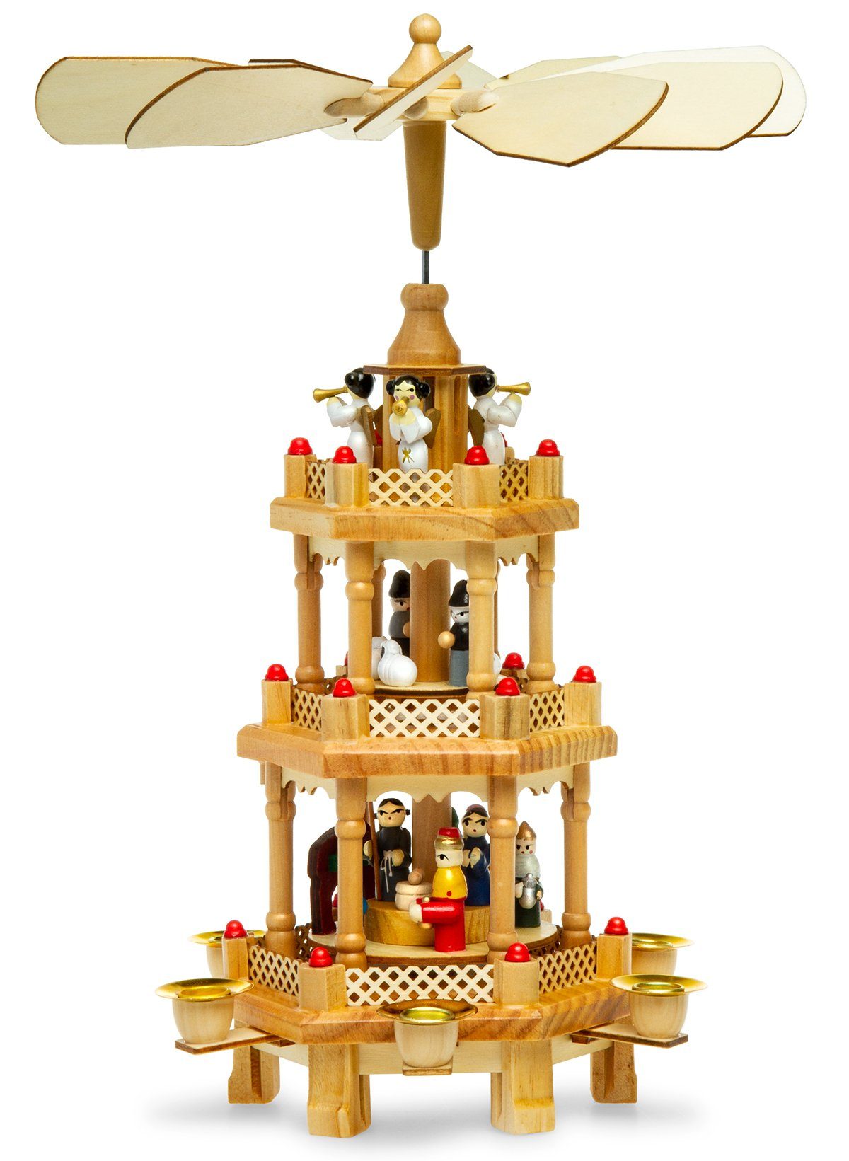 SIKORA Weihnachtspyramide aus Holz mit 3 Etagen Pyramide Weihnachten Deko bunt H:35cm - P34