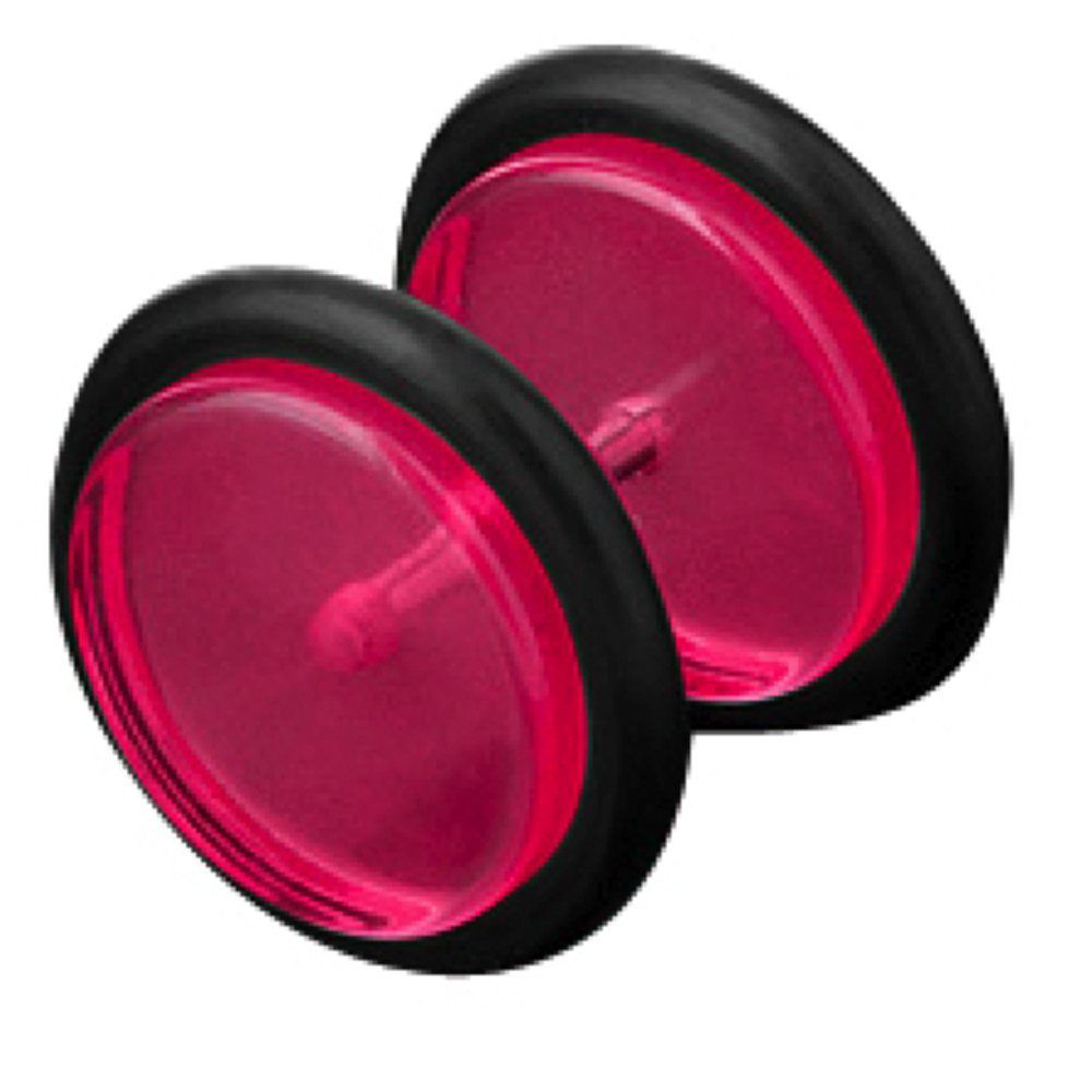 Taffstyle Piercing-Set Piercing UV Fake Plug Hantel Ohrstecker, Ohrring Piercing Flesh Tunnel Ohrpiercing Kunststoff Platte Stecker Pink