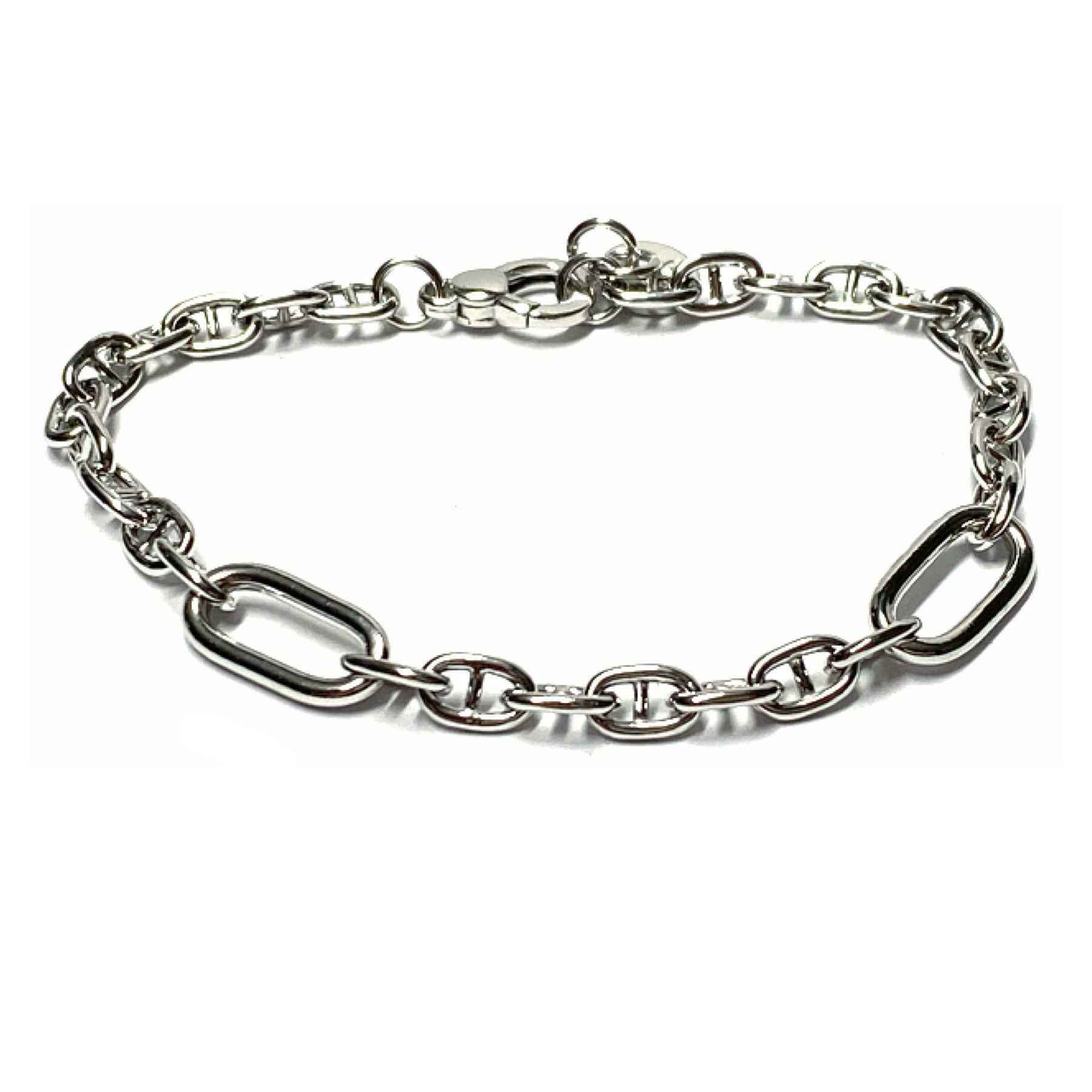 Silberarmband Armband 925/- Silber rhodiniert Steganker stabil beweglich 19cm