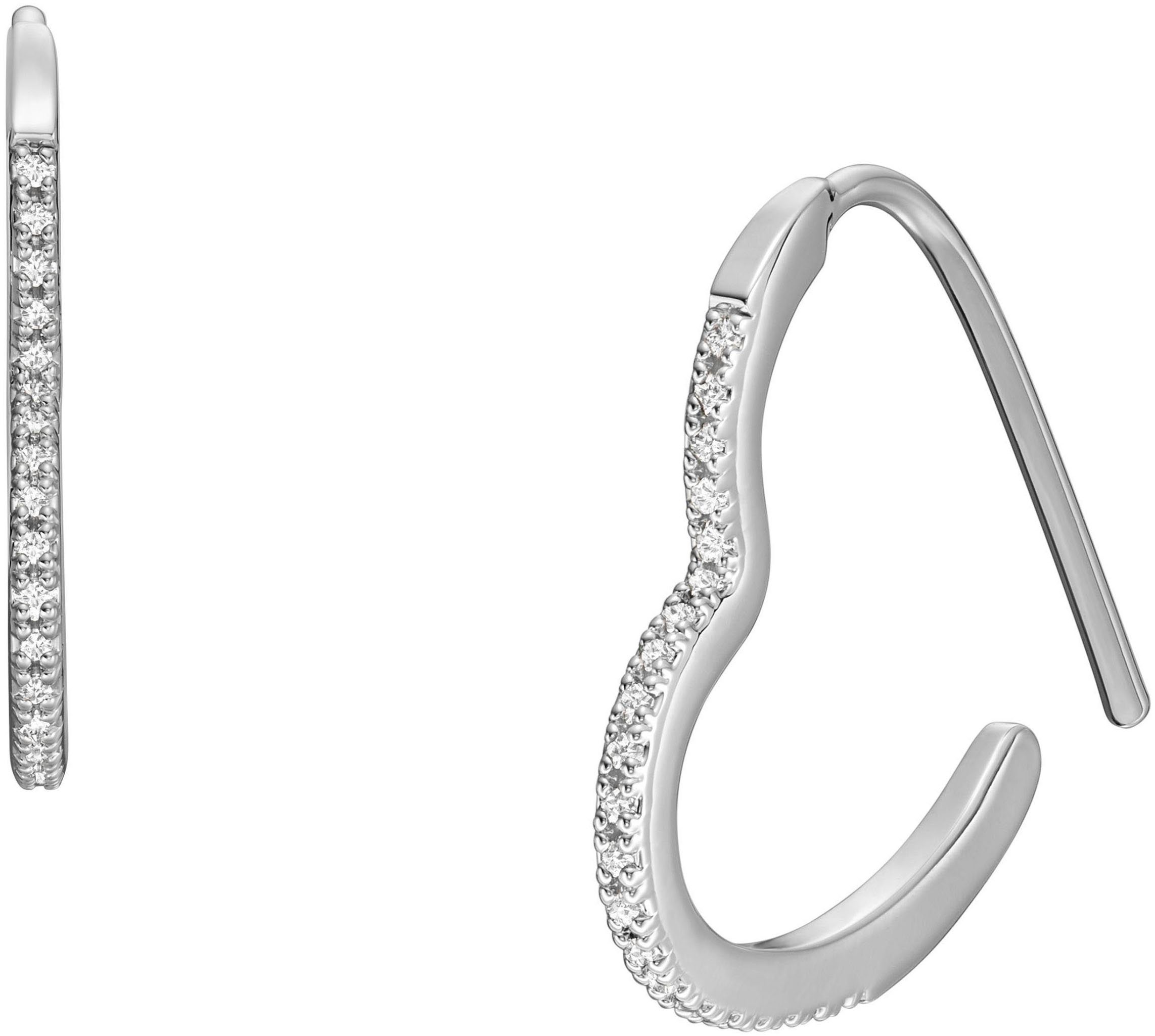 Fossil Paar Ohrhaken Schmuck Geschenk Metall Ohrringe JEWELRY Herz, mit Zirkonia (synth)