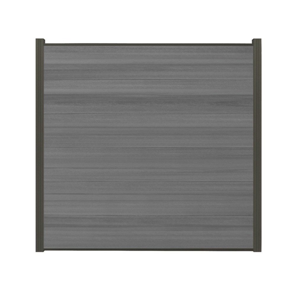 Woodstore24 Zaun Komplettset XXXL Premium coex. WPC Zaun zum einbetonieren grau, (Sichtschutz - 1,79 m Breite, 1,73 Höhe, 2 cm Stärke, Lamellenzaun Komplettset inkl. Pfosten, Start- und Endprofil), Stecksystem aus recyceltem Kunststoff & Holzfasern, grau