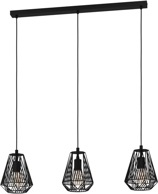 EGLO Hängeleuchte STYPE, Leuchtmittel wechselbar, ohne Leuchtmittel, Hängeleuchte in schwarz aus Stahl – exkl. E27 – 40W