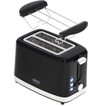 Camry Toaster CR 3218 2-Scheiben-Toaster, Brötchenaufsatz, Auftaufunktion, Aufwärmfunktion, 6 Bräunungsstufen