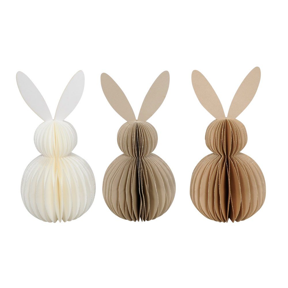 Posiwio Osterhase 3tlg. Hase PAPER weiß braun aus Papier Osterhase Falthase H20cm (3 Far