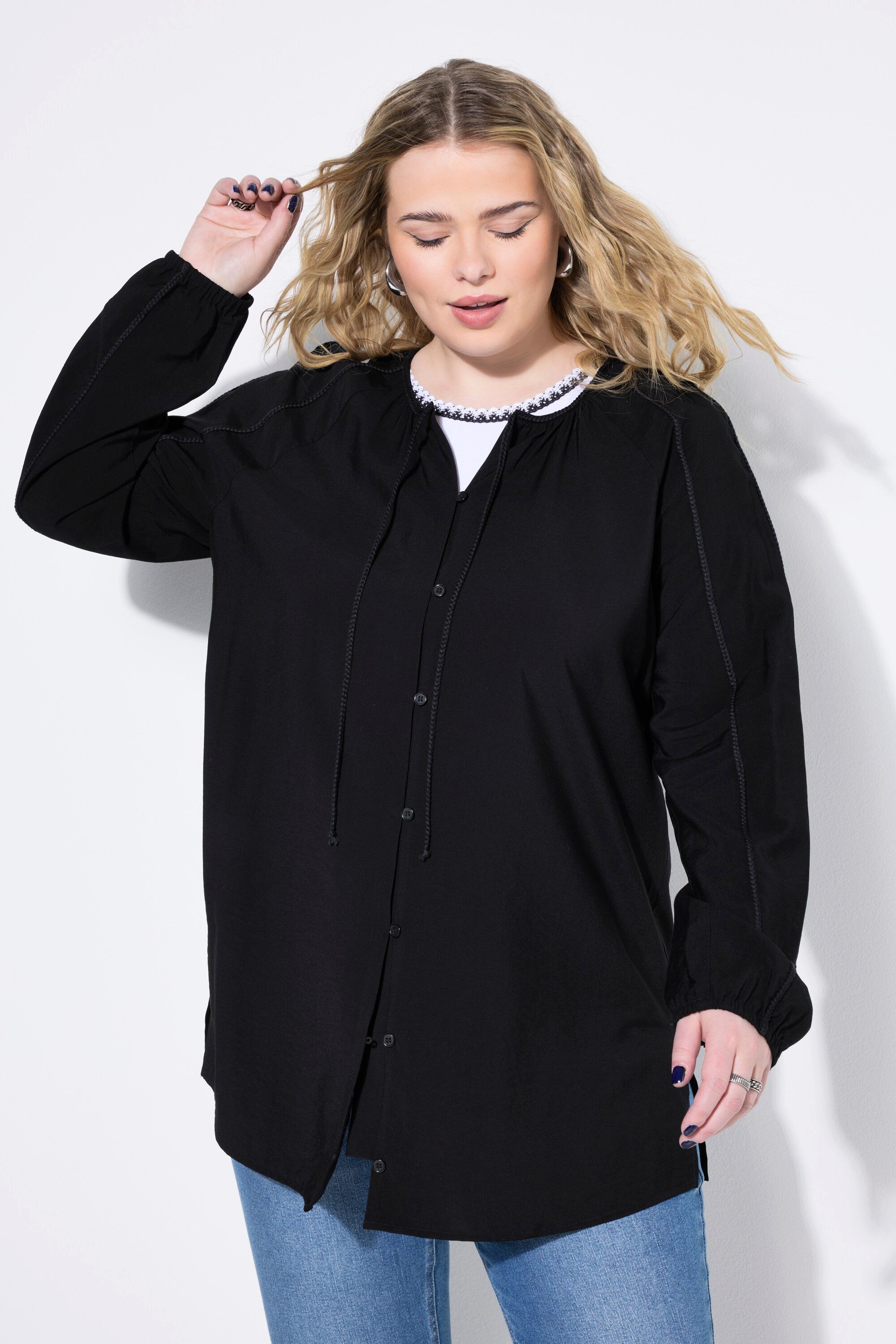 Studio Untold Satinbluse Bluse A-Line Flecht-Details günstig online kaufen