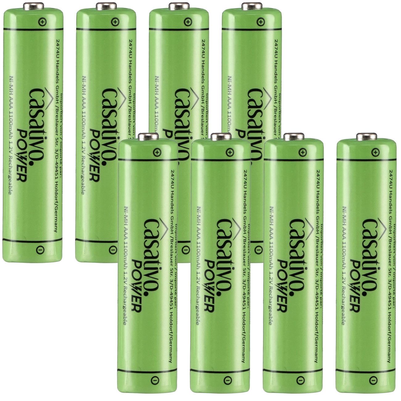 Casativo AAA Akkus 1100 mAh Micro Batterien Wiederaufladbar mit Case 4/8/20 St. Akku (8 St), AAA Micro Akkus - bis zu 1.000 Ladezyklen