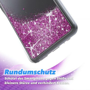 EAZY CASE Handyhülle Liquid Glittery Case für Xiaomi Redmi Note 9T 6,53 Zoll, Bumper Case Back Cover Glitter Glossy Handyhülle Etui Violett Lila