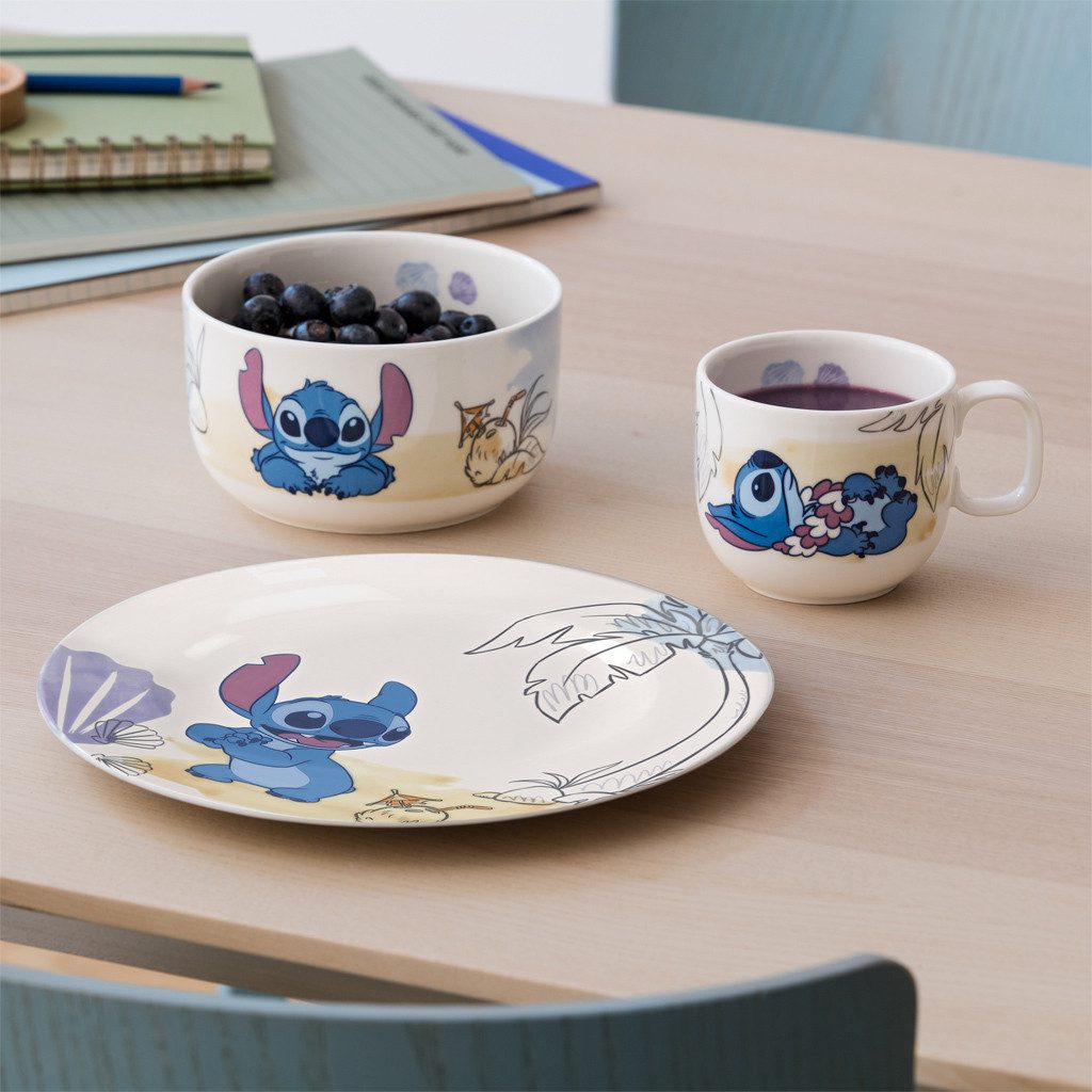 Villeroy & Boch Kindergeschirr-Set Disney Stitch Kindergeschirr-Set 3er Set (3-tlg), 1 Personen, Porzellan