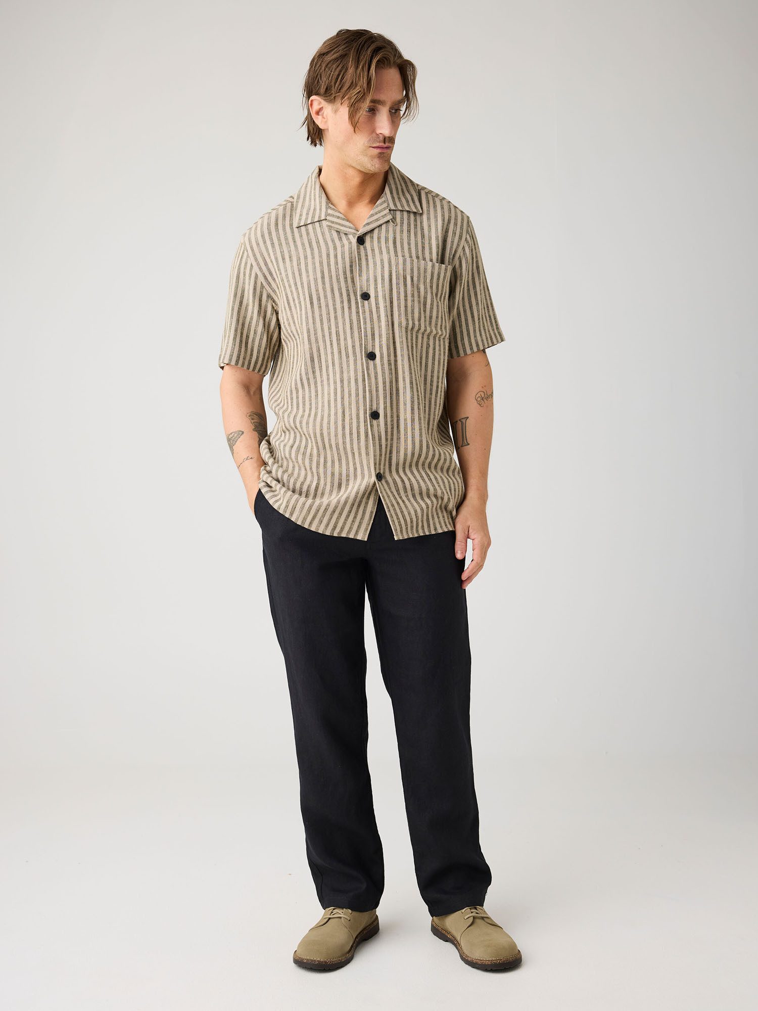 KnowledgeCotton Apparel Kurzarmhemd Relaxed Linen Short Sleeve Shirt
