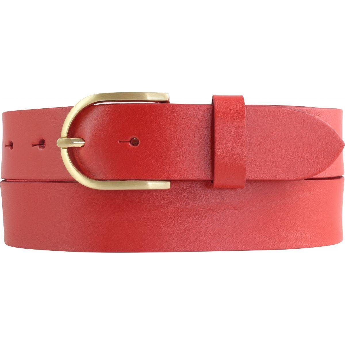 BELTINGER Ledergürtel Damen - 35mm Vollrindleder 3,5 Damen-Gürtel aus Rot, für - Gold Jeans-Gürtel cm