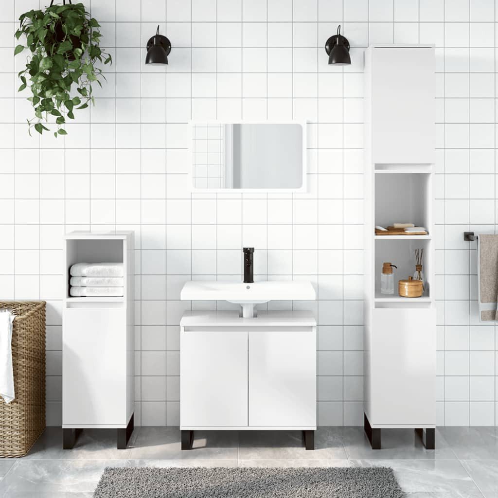 vidaXL Waschtisch Badschrank Hochglanz-Weiß 58x33x60 cm günstig online kaufen