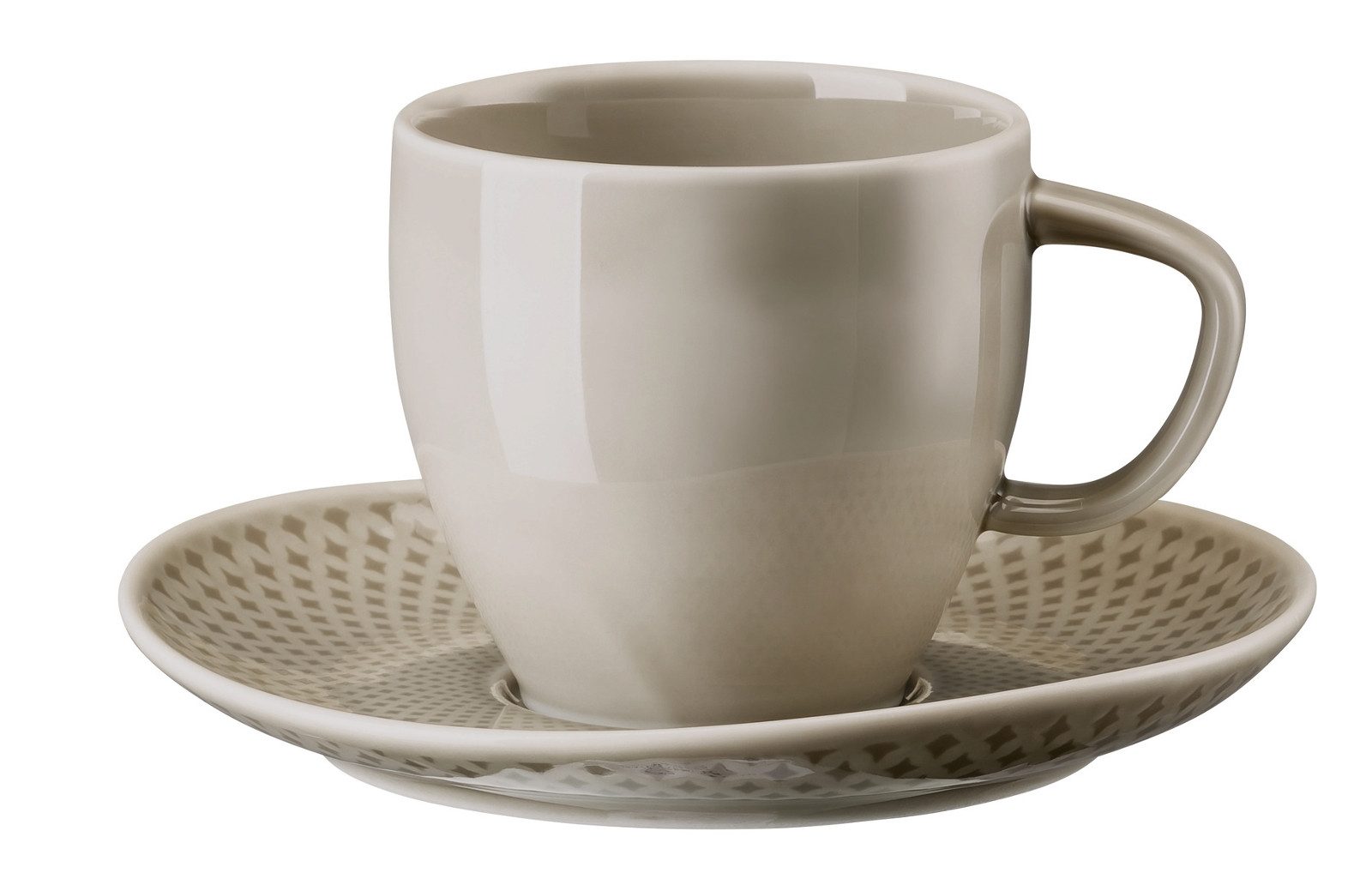 Rosenthal Tasse Junto Pearl Grey Kaffeetasse mit Untertasse, Porzellan