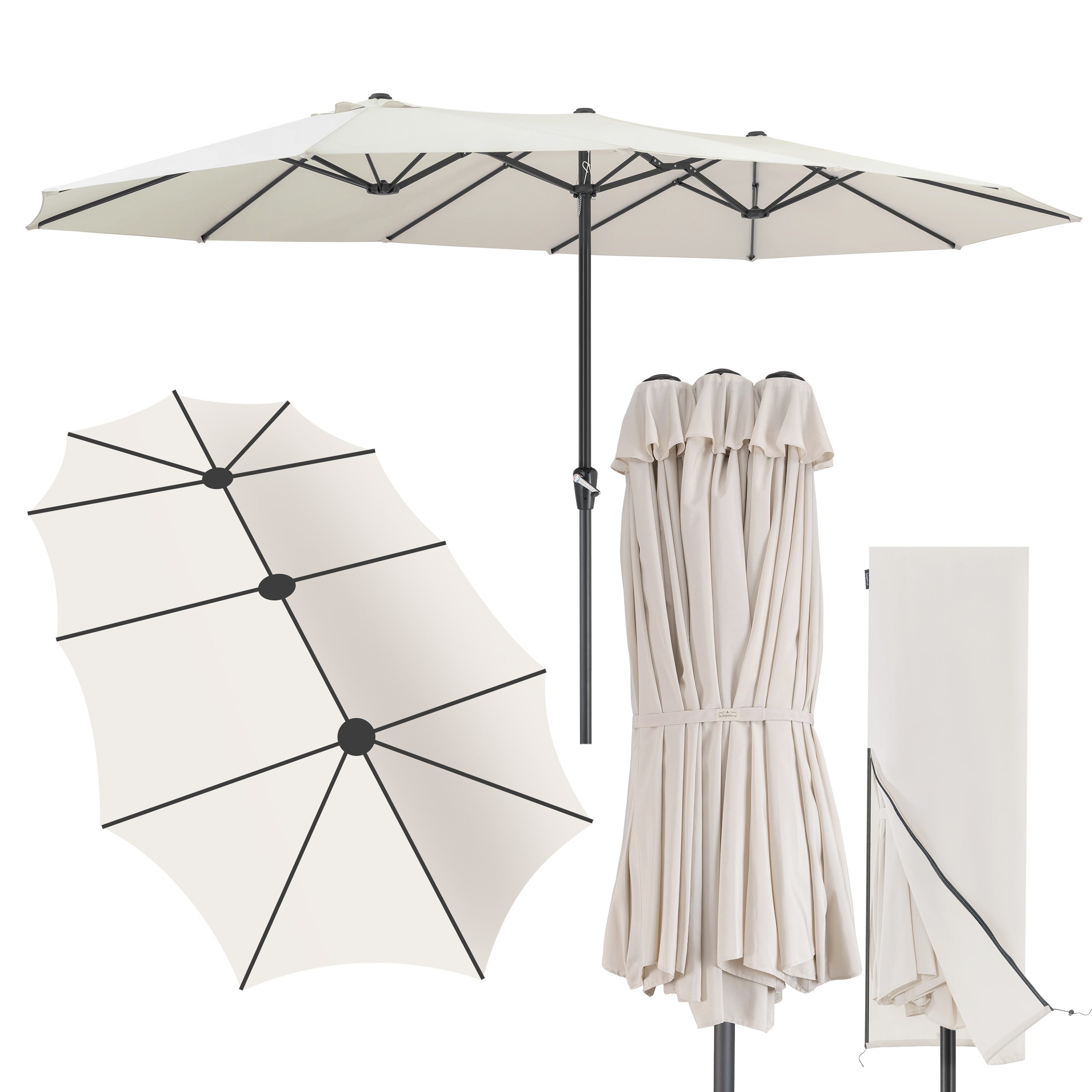 Kingsleeve Sonnenschirm, LxB: 460x270 cm, UV Schutz 80+ Schutzhülle XXL Aluminium Kurbel Wasserabweisend
